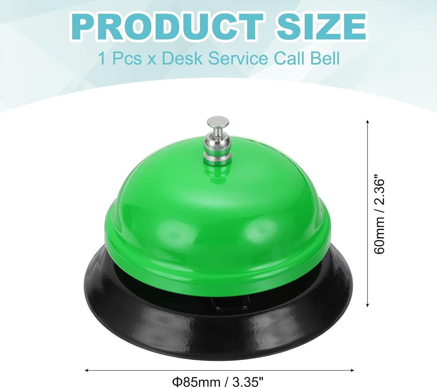 uxcell Desk Service Call Bell, 3.35 Inch Metal Dinner Service Bell Ring for Hotel Restaurant Reception Area and Wedding Party Events, Green
