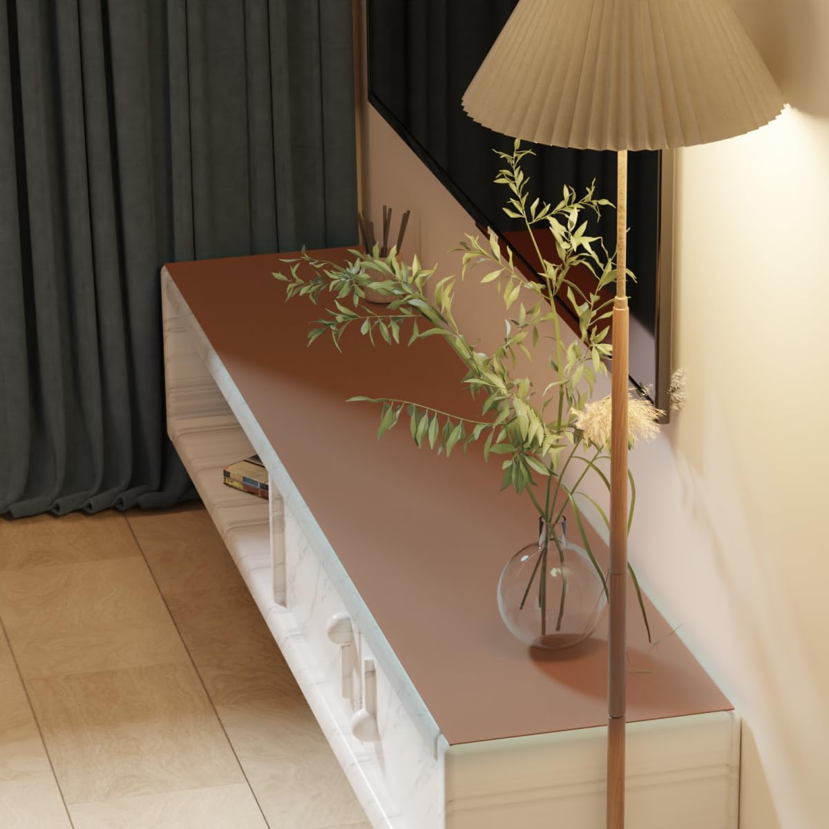 Leather Dresser Cover,1.8mm Thick,14x78 Inch,Dresser Protector Top,Dresser Top Protector,Dresser Cover Top,Dresser Top Cover,Dresser Cover Top for Bedroom.(Brown+Gray,14x78)