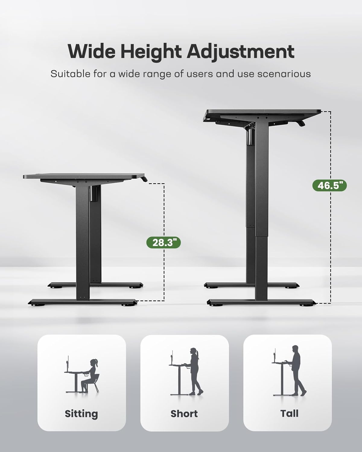 Marsail Electric Standing Desk,Adjustable Height Stand up Desk, 40 x 24 Inch Home Office Furniture Computer Desk, 4 Memory Preset with Headphone Hook, Cable Organizer, Black
