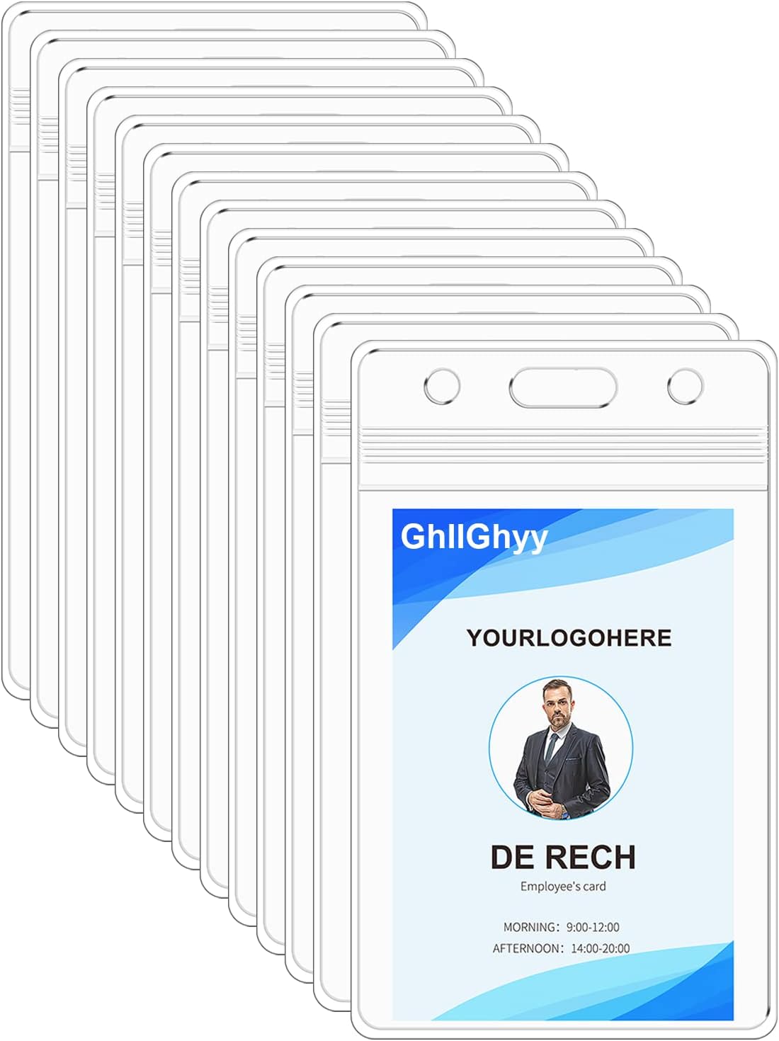 100 Pack Extra Thick Name Badge Holders, Heavy Duty & Sealable Waterproof Vertical ID Badge Holders, Durable Clear PVC Plastic Badge Sleeve for Credit Card/Shcool Work Badge/Room Key/RFID