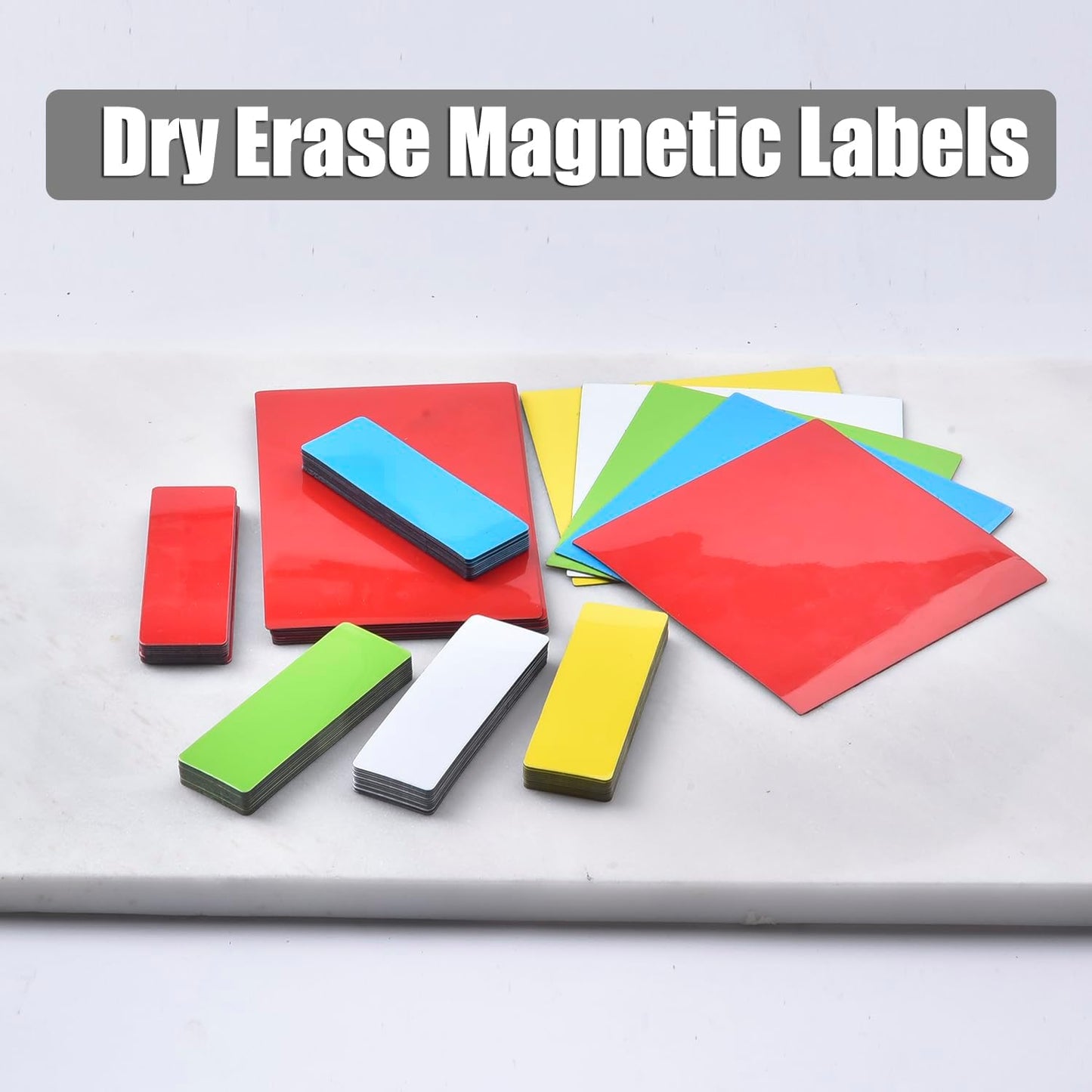 Realth Dry Erase Magnetic Labels Multicolor (1'' × 3'' 60 Pcs),Blank Magnets for Whiteboard, Washable Reusable Magnetic Sheets for Classroom Fridge Office, Name Tags for Teachers Students