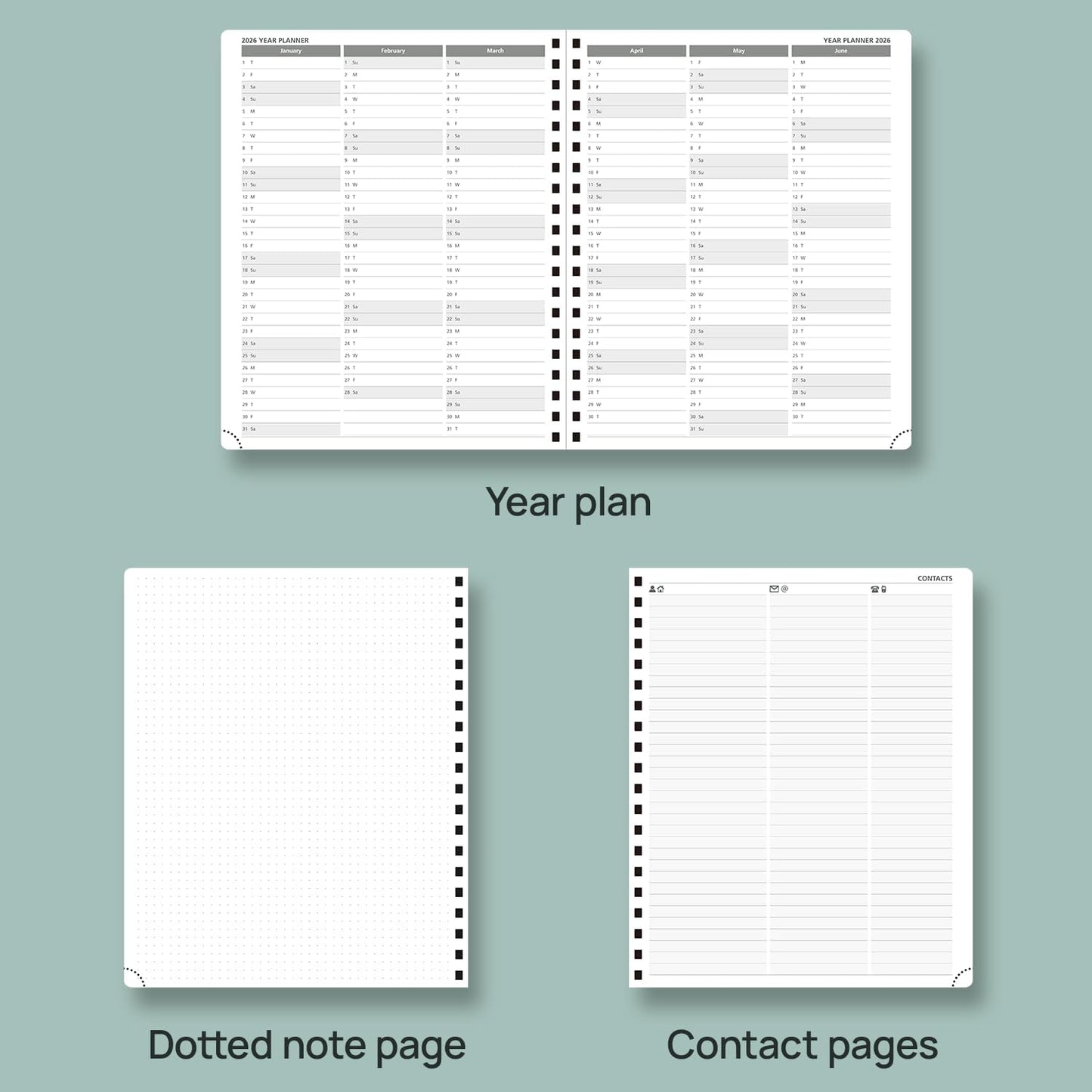 POPRUN Planner 2025-2026 Weekly Planner Notebook (Large 8.5''x 10.5'') Academic Calendar (JUL.25 - JUN.26) Appointment Book with Monthly Tabs, Spiral Soft Cover, Inner Pocket, 100 GSM - Brown