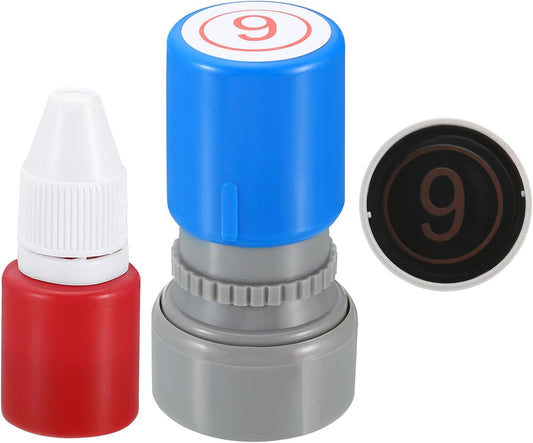 PATIKIL Number Stamps Self Inking, Numeral 9 Number Stamp Teacher Stamp Initial Stamp Ink Stamp for Class Notebook Scrapbooking DIY Craft Style 2, Red Ink