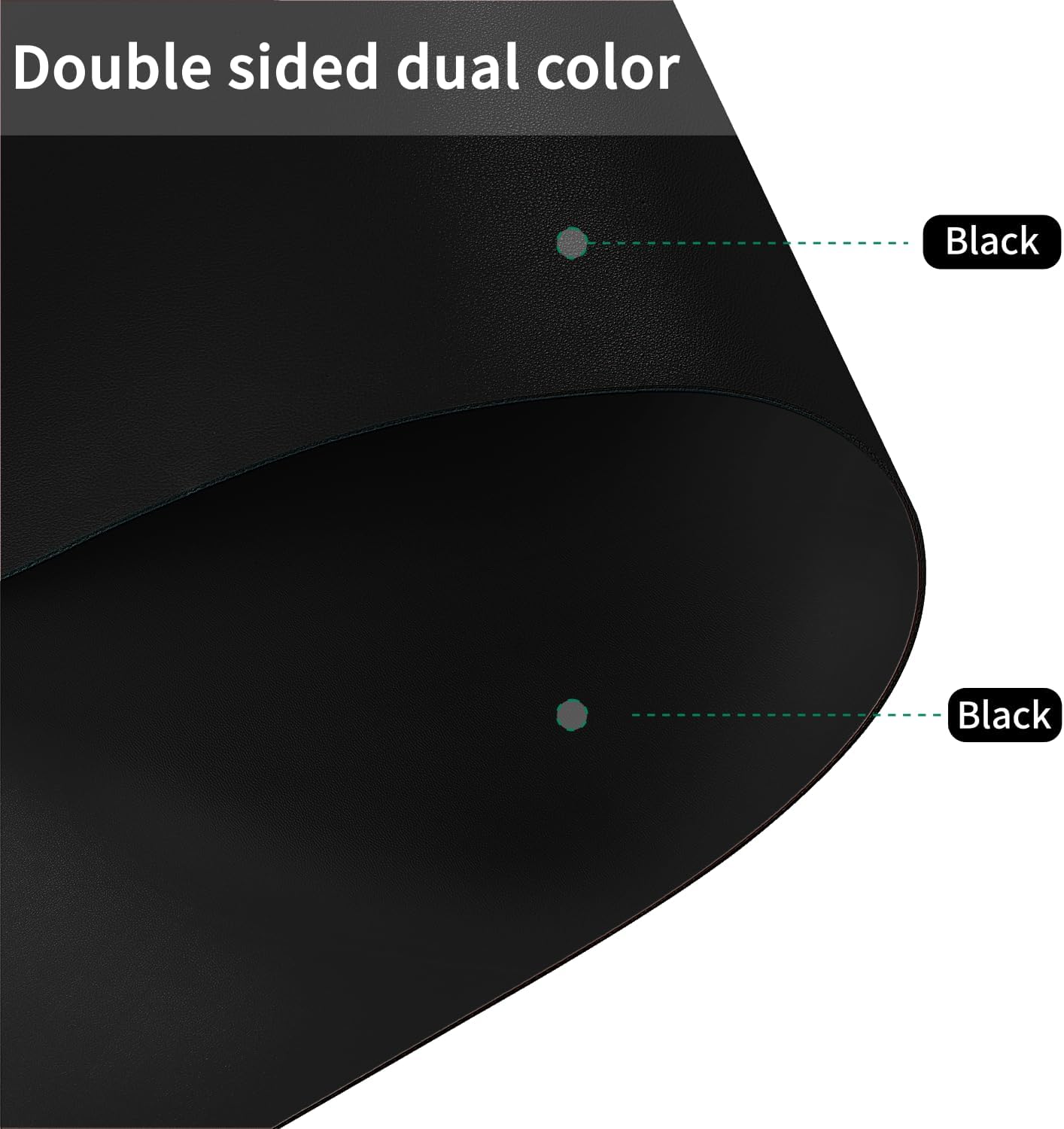 Leather Table Cover,1.8mm Thick,24x60 Inch Desk Cover,Large Desk Mat,Table Protector,Table Cover Protector,Table Protectors for Rectangle Tables(Black+Black,24x60)