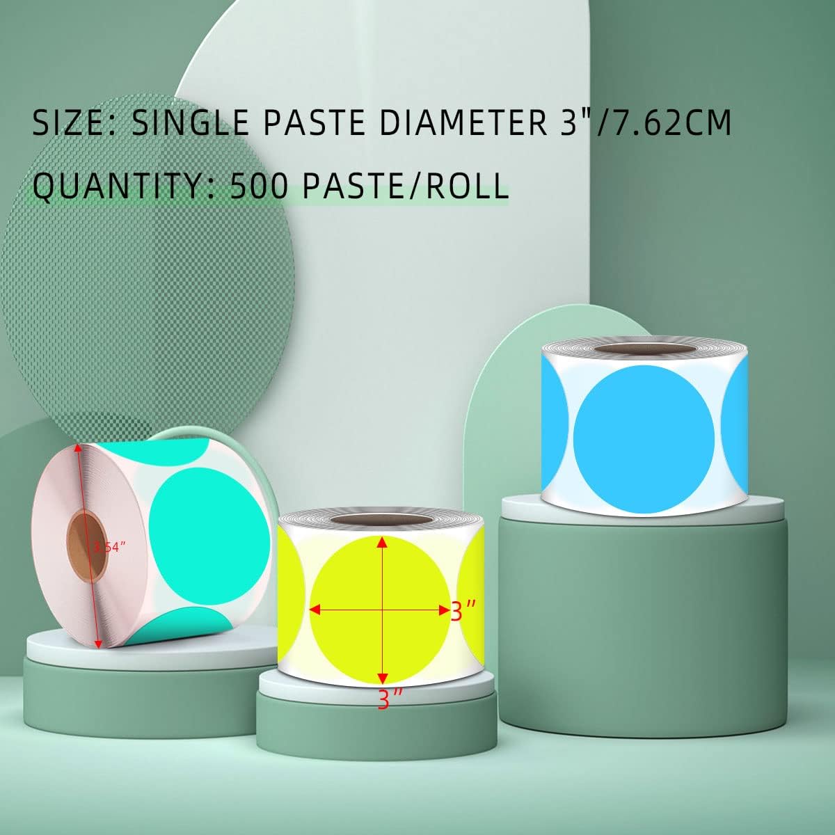 PARLAIM 3 Inch Round Color Code Dot Sticker, 500pcs Sky Blue Inventory Color Coding Circle Labels in Dispenser Box