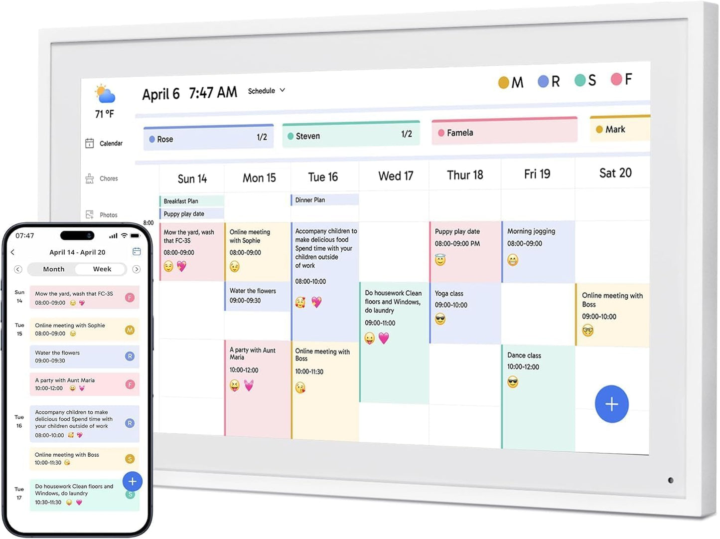 Dragon Touch 15.6" Digital Calendar Chore Chart – 1080P Full HD Interactive Touchscreen, Smart Family Planner, Hearth Display Digital Calendar Wall & Desk Mountable for Seamless Scheduling