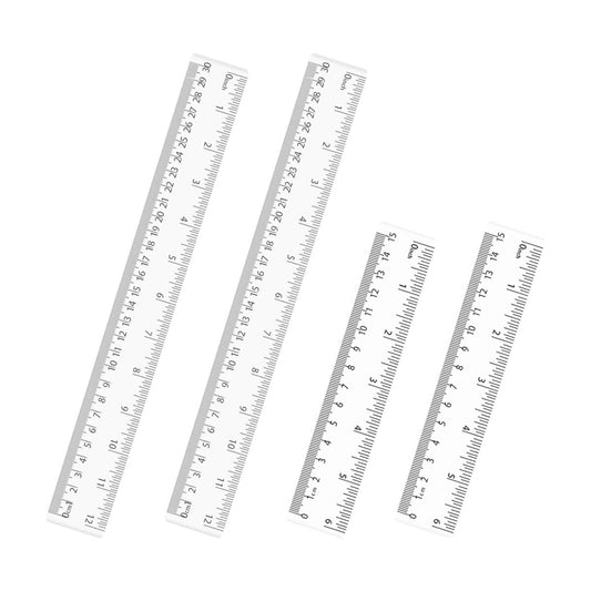 4 Pack Clear Plastic Straight Rulers, Clear Ruler Bulk, Transparent Ruler with Centimeters and Inches, for Class, Office (6 inch+12 inch)