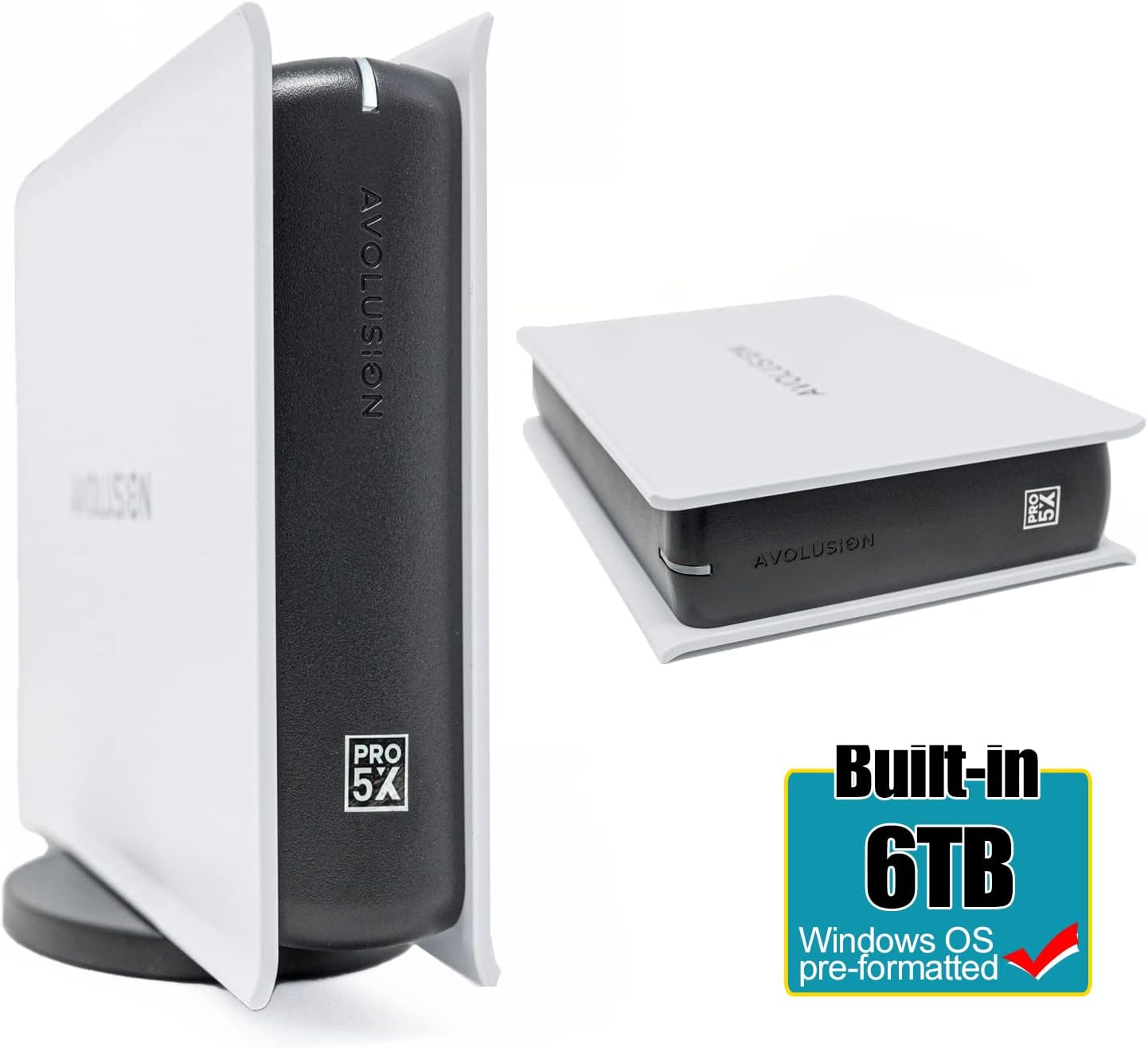 Avolusion PRO-5X Series 6TB USB 3.0 External Hard Drive for WindowsOS Desktop PC/Laptop (White) - 2 Year Warranty (Renewed)