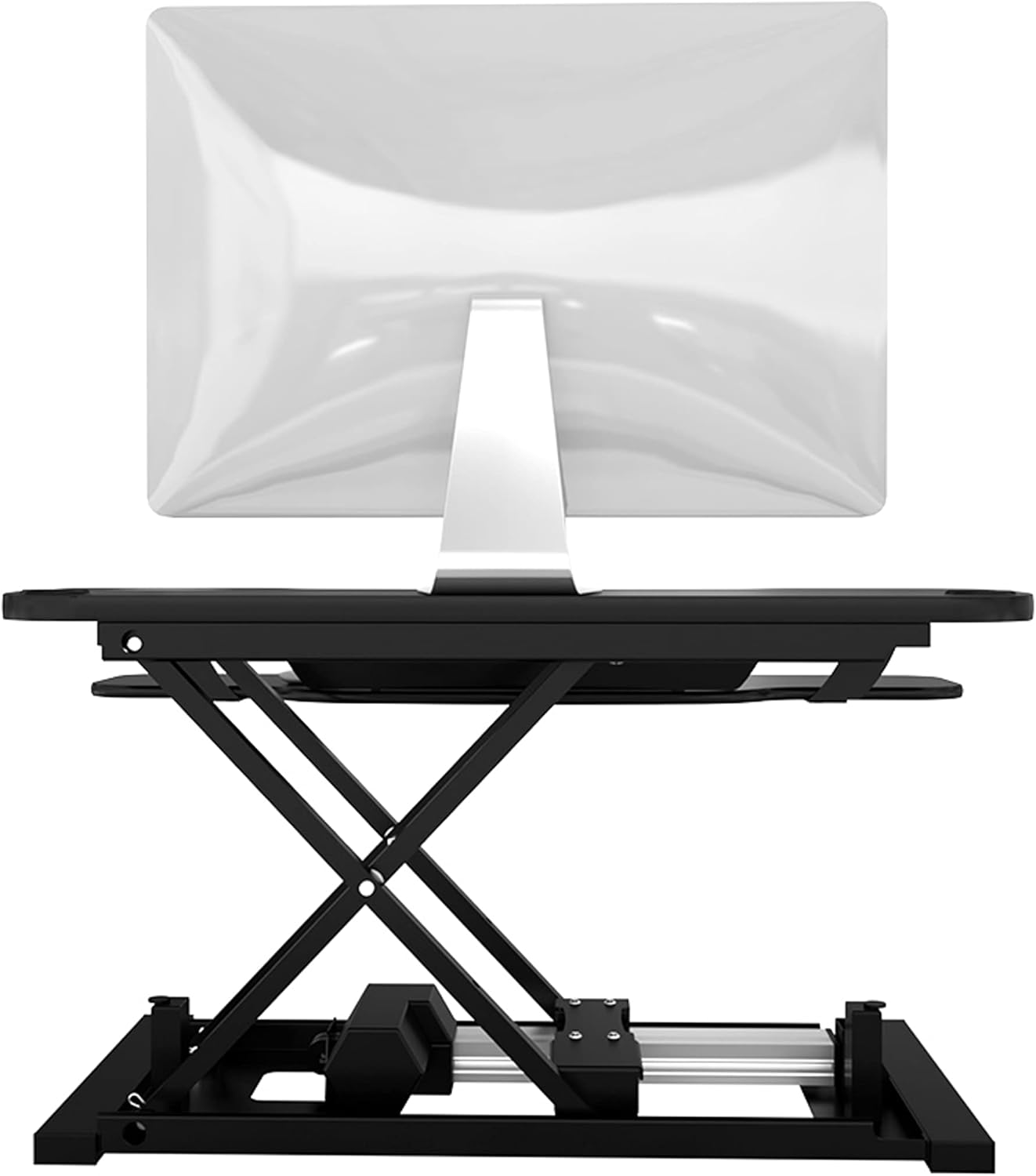 VERSADESK PowerPro™ Elite Electric Standing Desk Converter - App Controlled Desk Riser with USB Charging Port & LED Lights - Height Adjustable, Fully Assembled & Supports 80 lbs | Black (40” x 24")