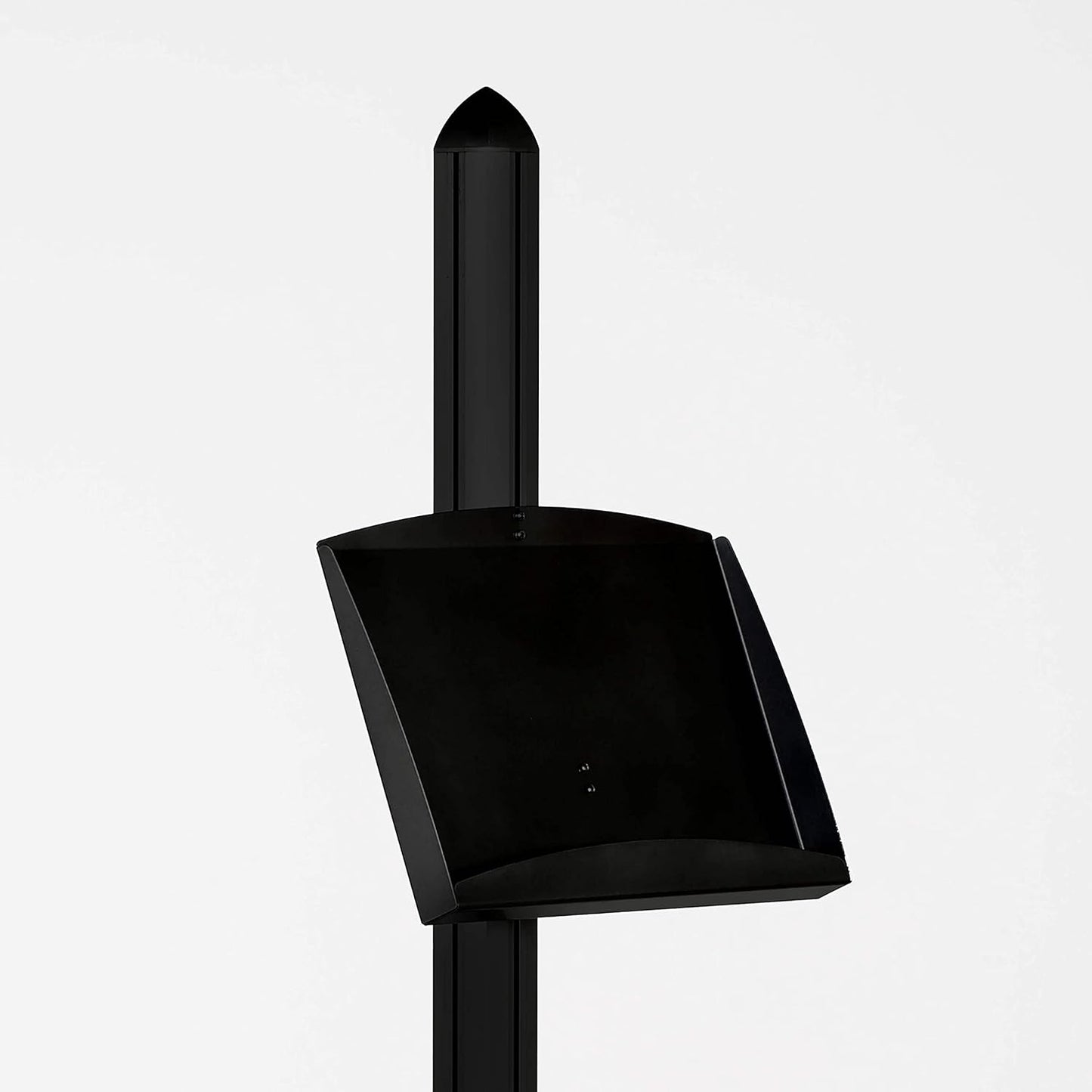 M&T Displays Free Standing Magazine Brochure Document Sign Holder Literature Racks Stand Aluminum Body Black 8.5x11 Inch Snap Poster Frames and 3 Pcs Steel Shelves with 6x(8.5x11) Display Capacity