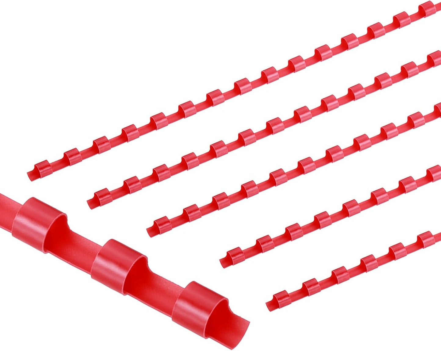 PATIKIL 6mm (1/4") Plastic Binding Combs, 50 Pcs 21 Rings Comb Binding Spines 20 Sheet Capacity Letter Size for Binding Paper Sheets, Red