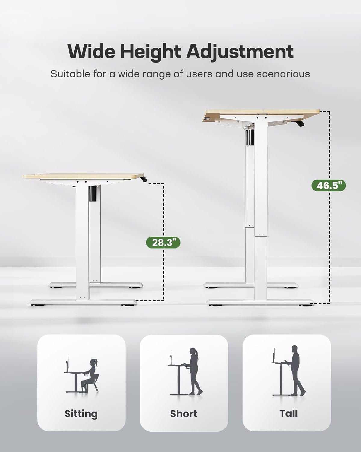 Marsail Electric Standing Desk,Adjustable Height Stand up Desk, 40 x 24 Inch Home Office Furniture Computer Desk, 4 Memory Preset with Headphone Hook, Cable Organizer, Maple
