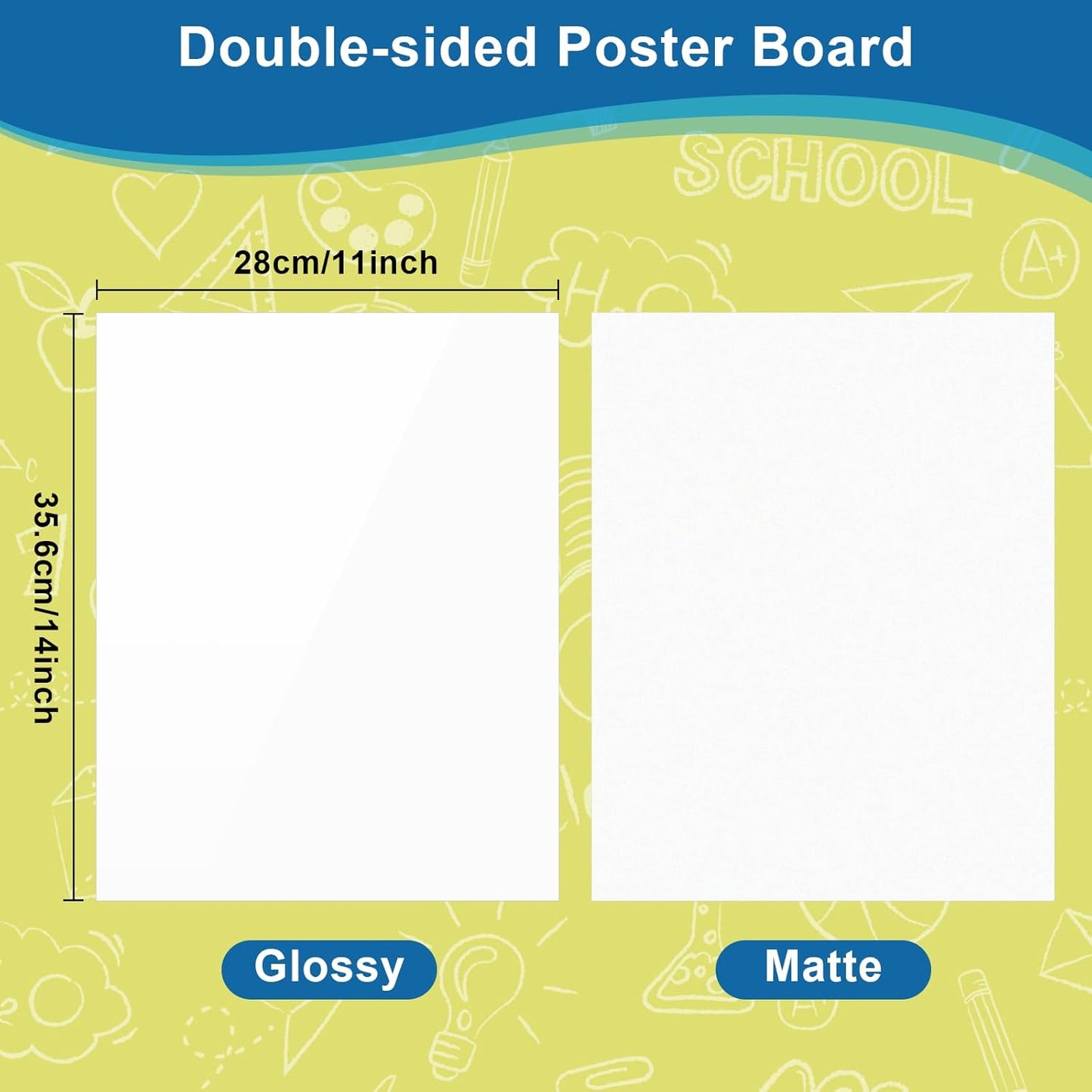 30 Pcs Poster Board 11" x 14" White Paper Bulk ROOKEA 250GSM Vision Boards Poster Paper for School Arts Craft Projects Drawing Display Office Vision Supplies