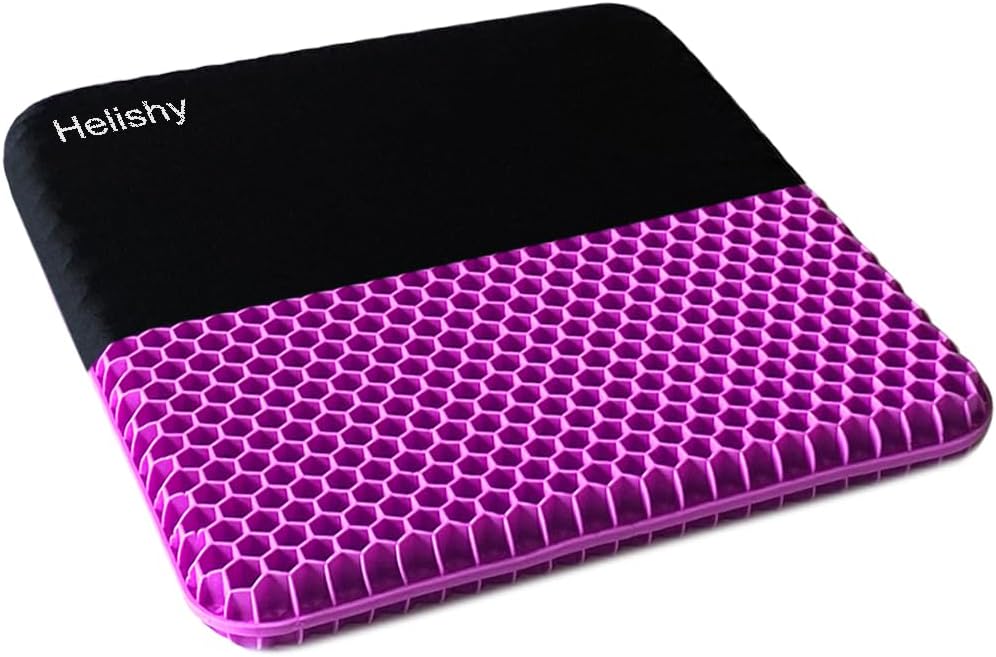 Gel Seat Cushion, Double Thick Egg Gel Cushion for Pressure Pain Relief, Breathable Wheelchair Cushion Chair Pads for Car Seat Office Chair (Violet)