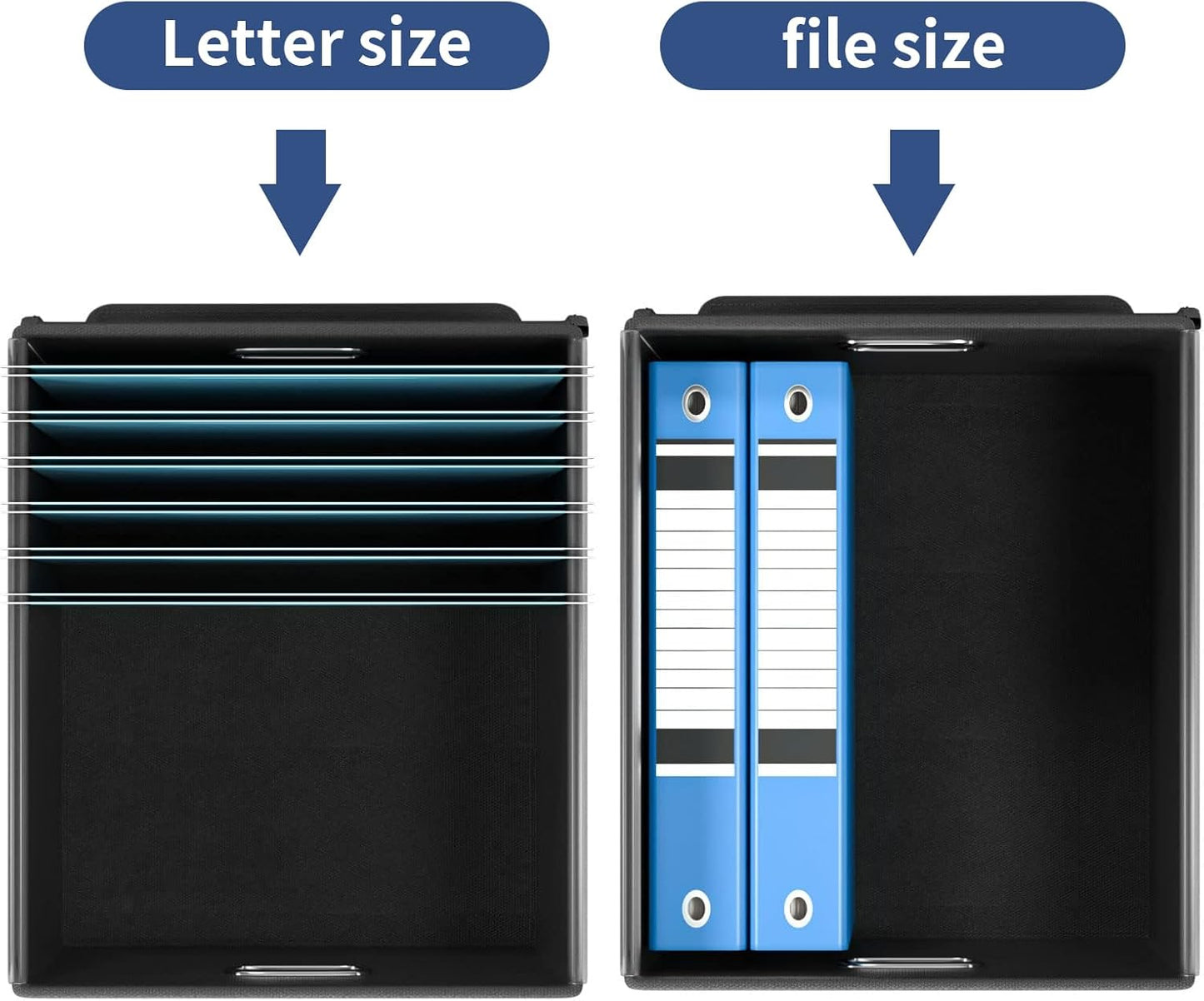 Huolewa Decorative File Organizer Boxes Office Document Storage with Lids, Portable Collapsible Linen Hanging Filing & Storage Boxes for Office/Decor/Home (Royal Blue) -14.9 x 12.7 x 10.8 inch -2 Pack