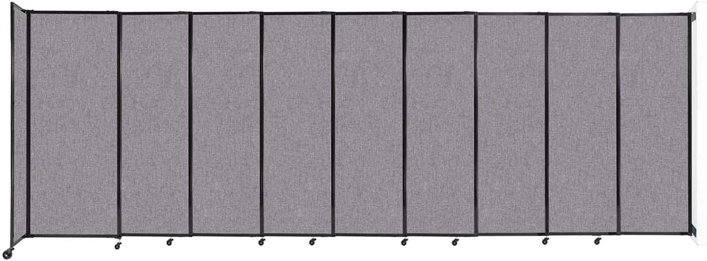Wall-Mounted Sliding StraightWall Room Divider | Adjustable Widths | Locking Wheels | Room Separator | Up to 19'9" Wide x 6'10" Tall Cloud Gray Fabric Panels