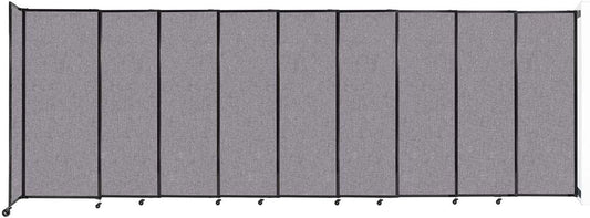 Wall-Mounted Sliding StraightWall Room Divider | Adjustable Widths | Locking Wheels | Room Separator | Up to 19'9" Wide x 6'10" Tall Cloud Gray Fabric Panels