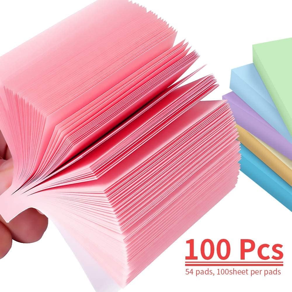 MyLifeUNIT Sticky Notes 3x3, Bulk Pack 108 Note Pads 10800 Sheets for Daily Reminder, Self-Stick Notes with 6 Assorted Colors for Office School Home Notebook Supplies