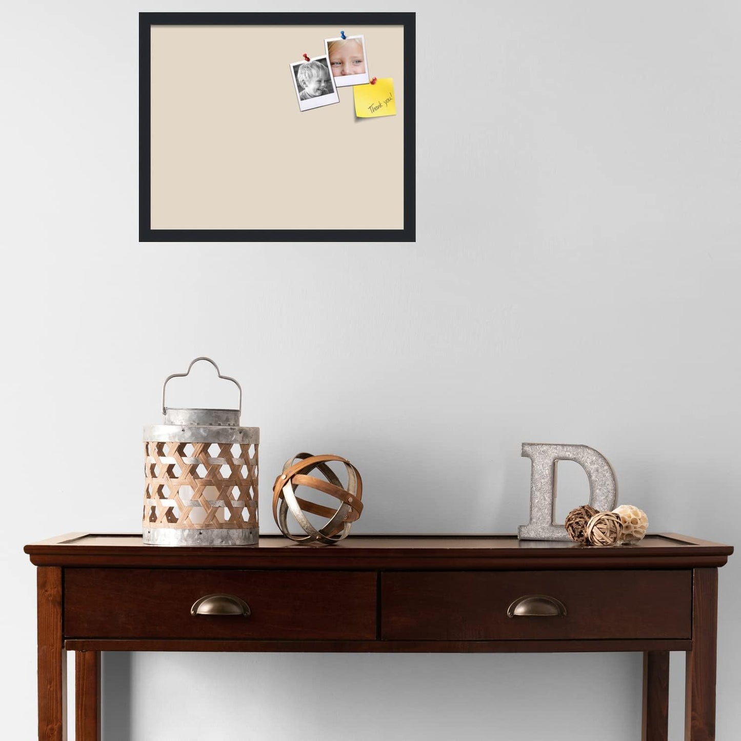 PinPix 21x17 Inch Cork Bulletin Board. This Decorative Framed Pin Board Comes with Desert Pastel Design and a Satin Black Frame. Ideal for Home Office Decor or Message Board (PinPix-1815)