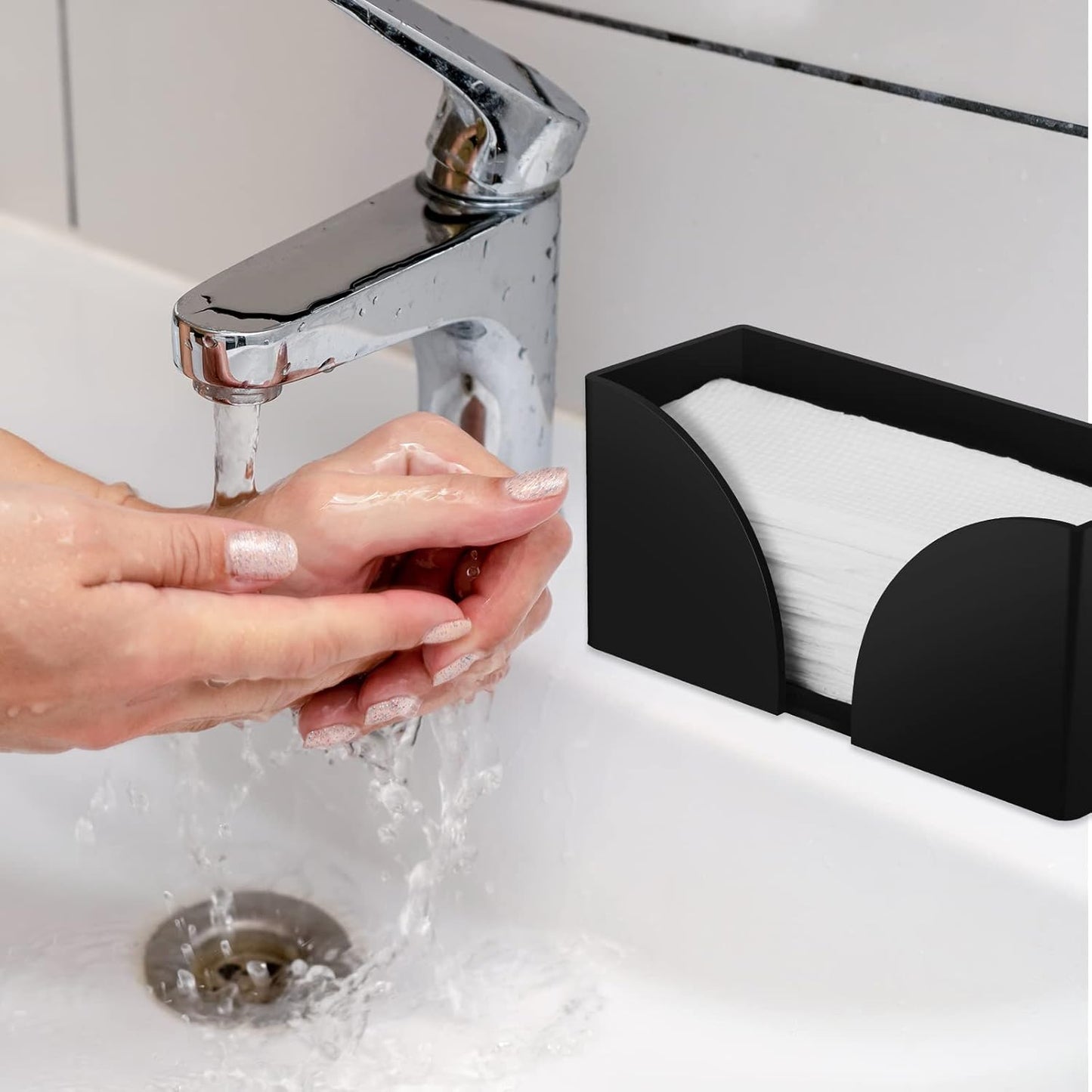 4Pack Paper Towel Dispenser Countertop Black Acrylic Paper Towel Holder for Bathroom Folded Clear Trifold Napkin Holder for Z-fold, C-fold, MultiFold Trifold - Home Kitchen