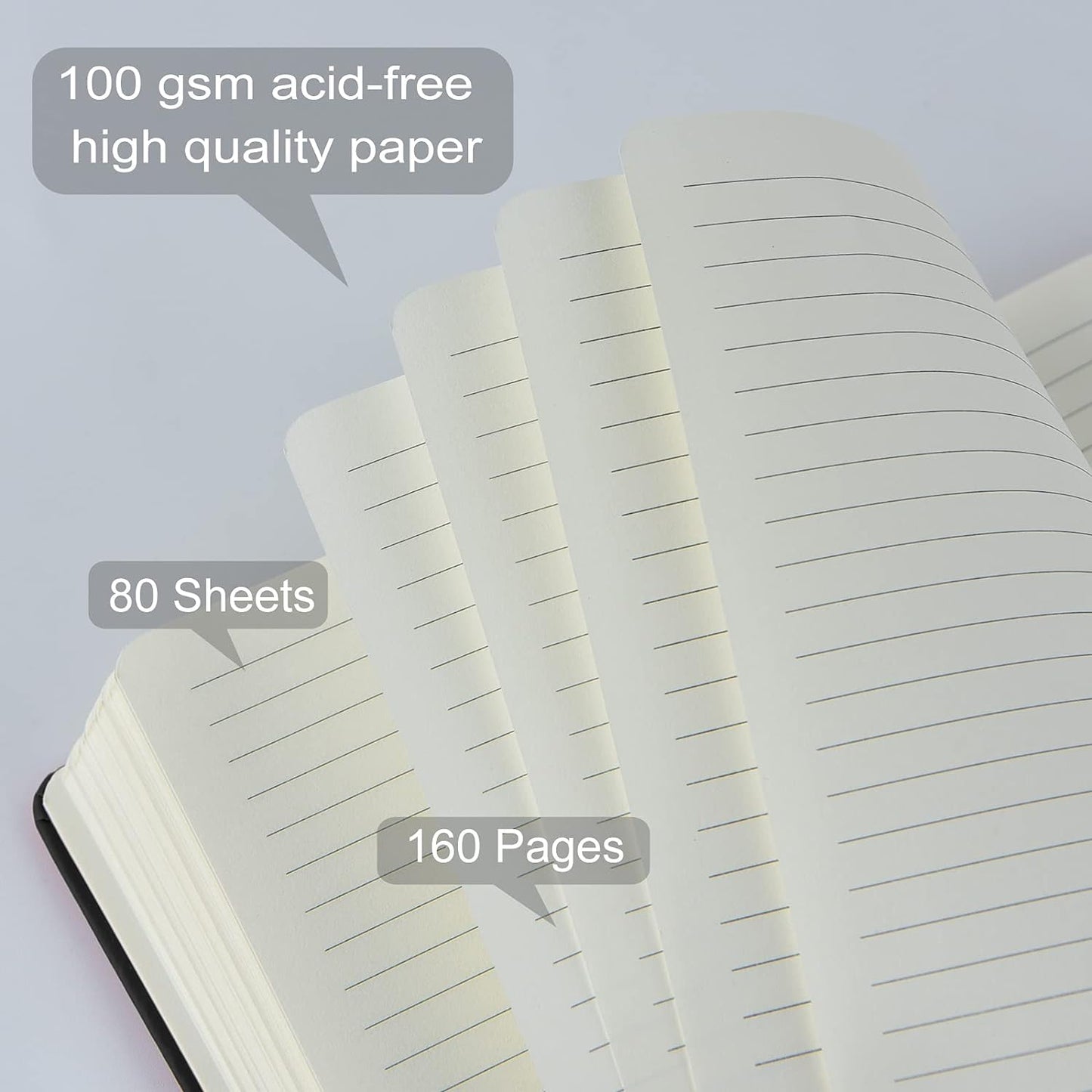 Coopay 24 Pack A5 Journal Notebooks Bulk, 160 Pages, 100GSM Thick Paper, 8.3 x 5.5 inch Hardcover Lined Leather Journals for Writing Office School Business,Bulk Notebook for Work Men Women(Black)