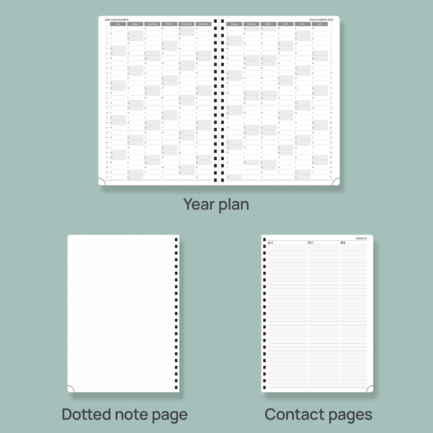 POPRUN Academic Daily Planner 2025-2026 One Page A Day - [A4 Large Size 8.25" x 12" - Spiral Hard Cover], Appointment Book (July 2025 - June 2026) with Monthly Calendar - Violet