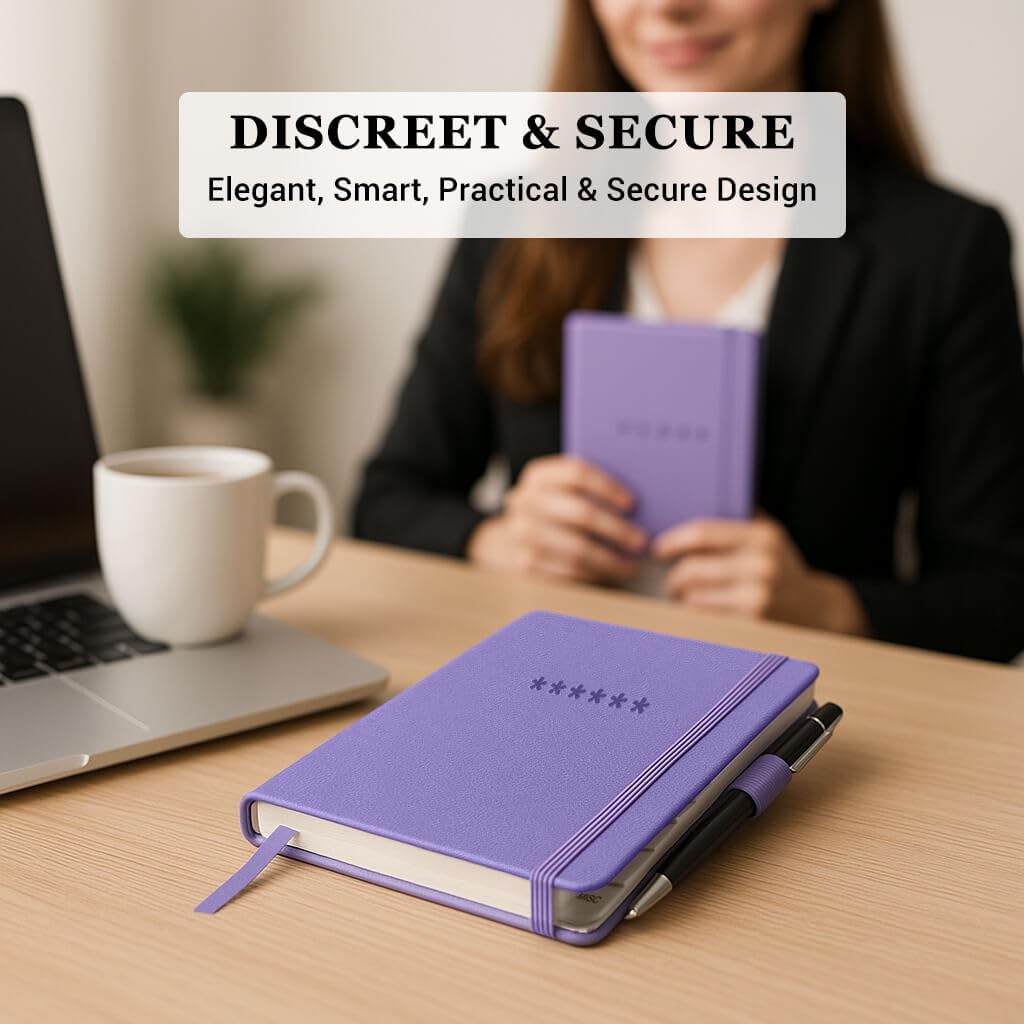Password Book with Alphabetical Tabs – Hardcover Internet Address & Password Organizer – Password Keeper Notebook for Computer & Website – 5.2 x 7.6" (Lavender)