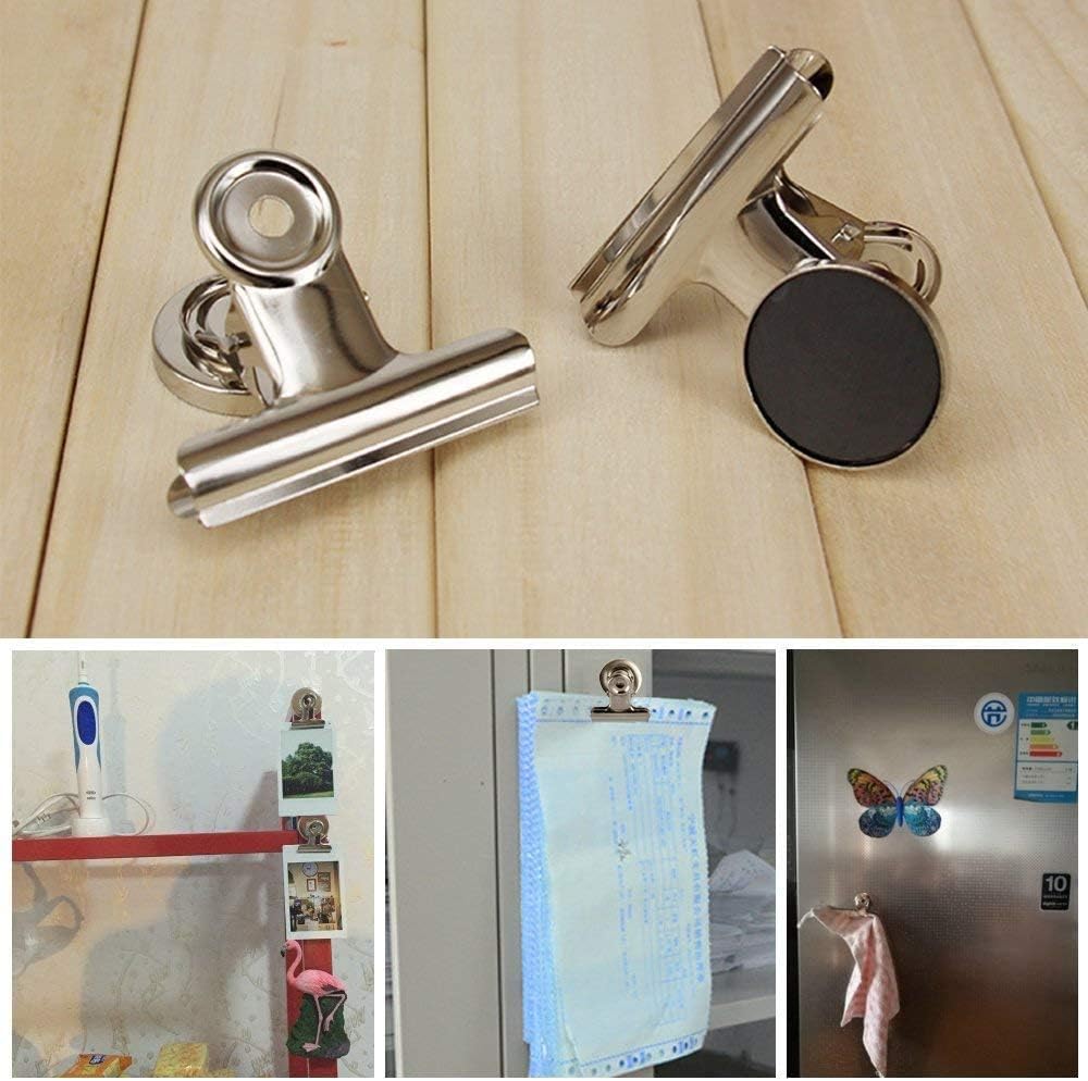 Grtard 60pack Magnetic Clips Heavy Duty, Silver Magnet Clips for Fridge, Refrigerator Magnets, Strong Magnetic Clip,Scratch Free Magnets with Clip for Refrigerator, Whiteboard, Classroom, Locker
