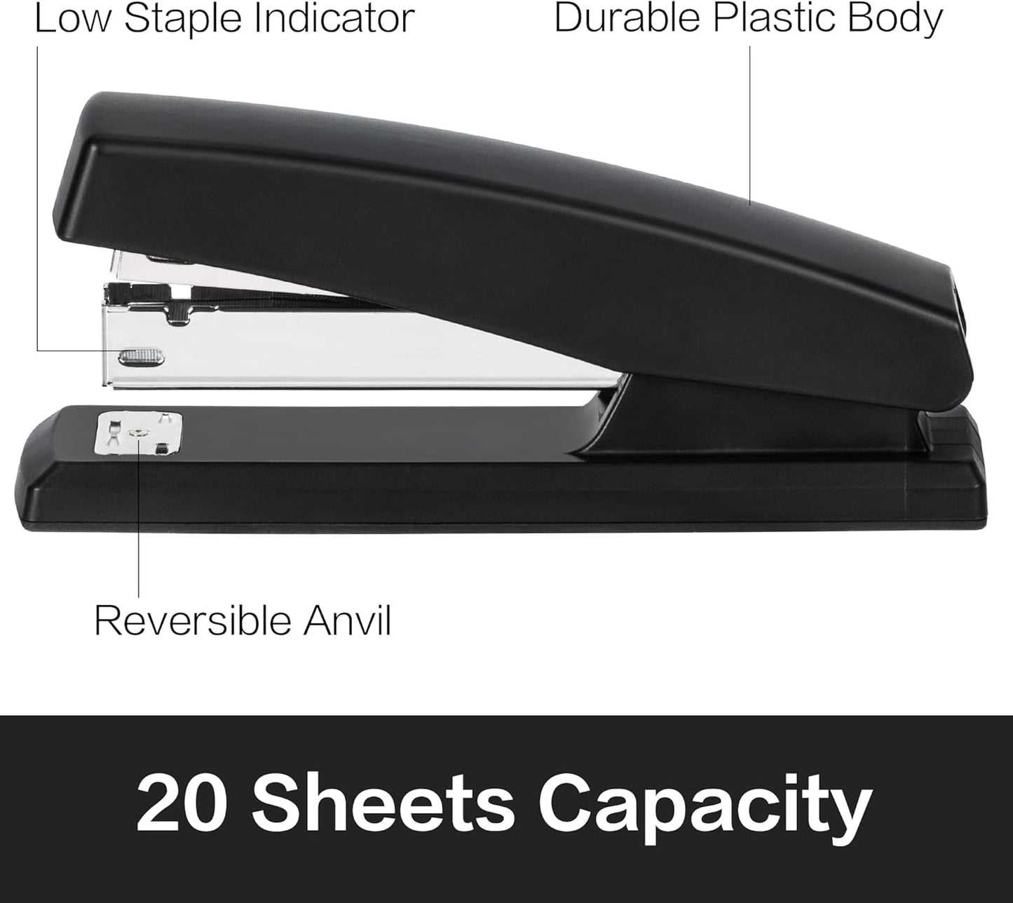 Deli Stapler, Desktop Stapler, Office Stapler, 25 Sheet Capacity, Includes 1000 Staples and Staple Remover, Black