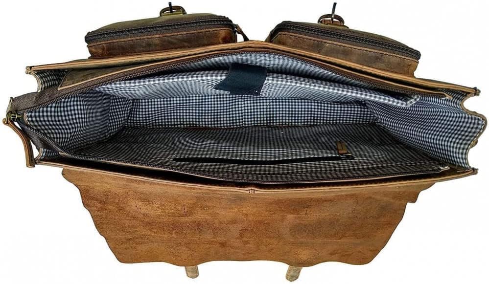 cuero Retro Brown Laptop Messenger Bag Office Briefcase Crossbody Travel Bag For Men And Women Bag Office Laptop Bag