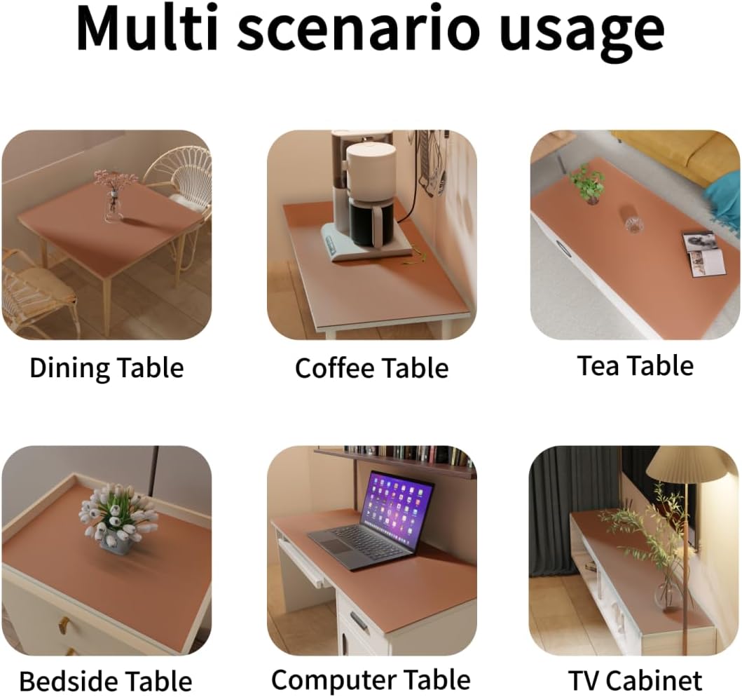 Leather Table Cover,1.8mm Thick,24x36 Inch Desk Cover,Large Desk Mat,Table Protector,Table Cover Protector,Craft Mats to Protect Table(Brown+Gray,24x36)