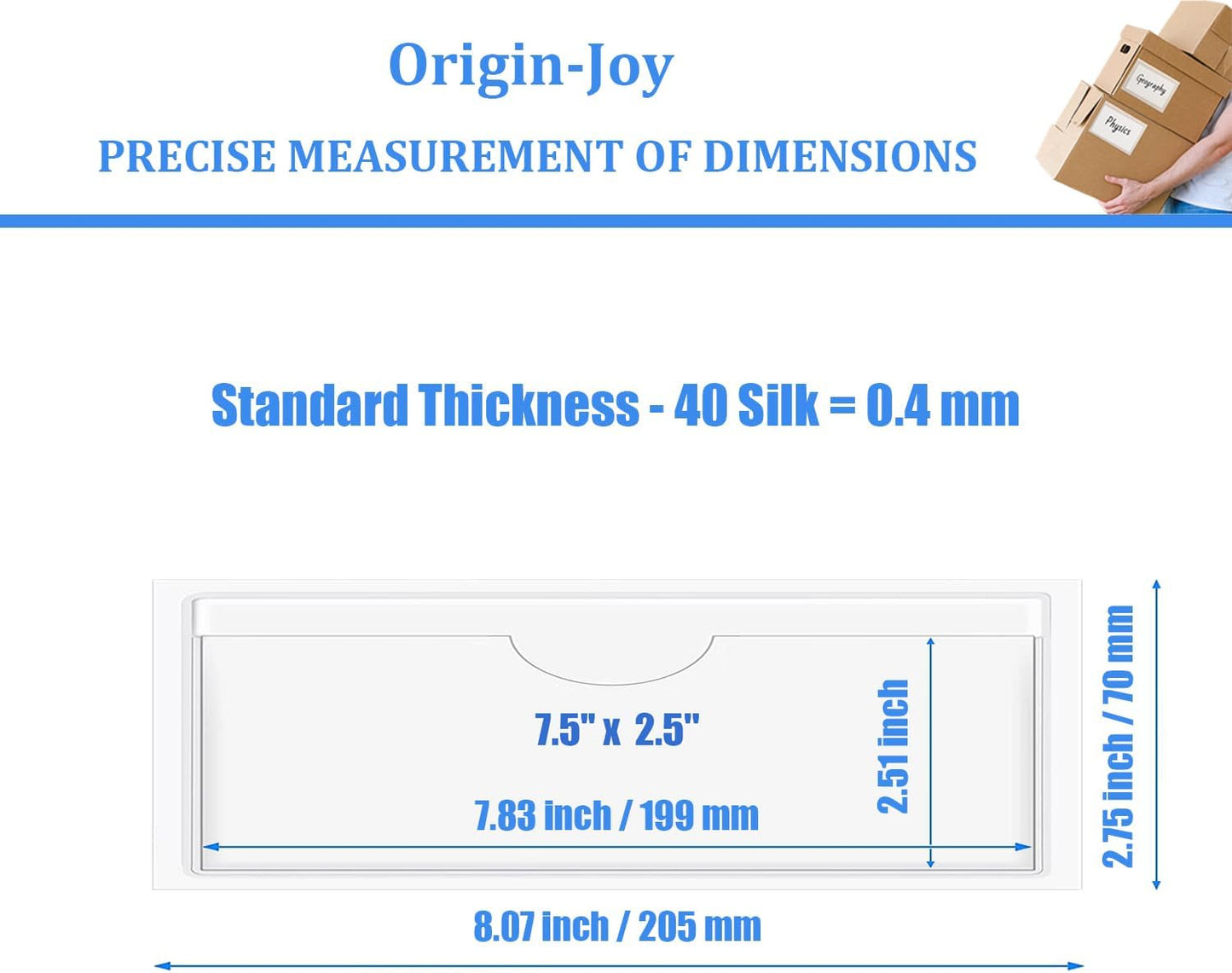 Origin-Joy 60 PCS Self Adhesive Index Card Pockets with Top Open, Clear Plastic Label Holder for Cards of Note, Library and Business, Adhesive Label Pockets & Card Holder (7.5 x 2.5 inch)
