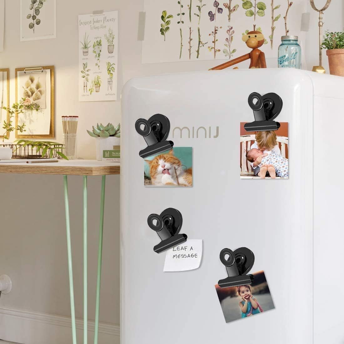 VNDUEEY 90 Pack Black Magnetic Clips Fridge Magnets Refrigerator Magnet, Whiteboard Magnets Magnet Clips for Locker, Clip Magnets for Home, School, Office, Teaching