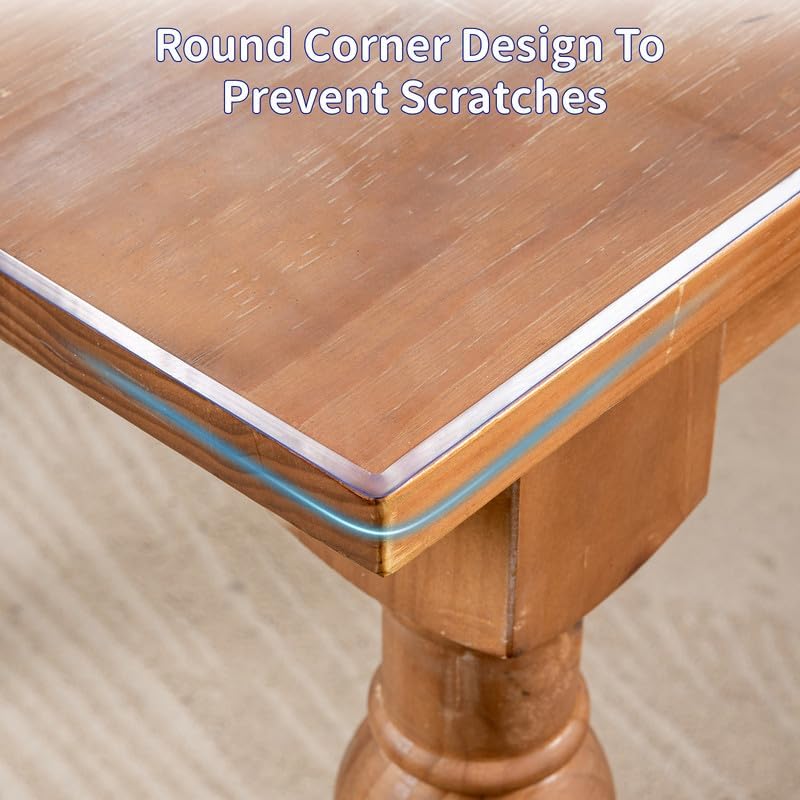 43 x 95 Inch Clear Table Cover Protector, 2mm Thick Clear Table Protector for Dining Room Table, Plastic Table Cover, Waterproof Table Pad for Kitchen, Office
