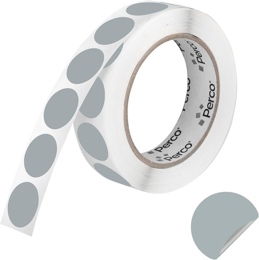 Perco Grey 1-Inch Round Circle Dot Sticker Labels with Removable Adhesive – 1,000 Labels per Roll – Versatile, Vibrant Colors, Reliable Hold, No Residue, Perforated for Convenient Use – Made in USA