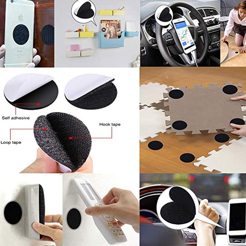 BRAVESHINE Adhesive Tape - 16PCS Hook and Loop Fasteners - Double Sided Adhesive Pads - Rug Carpet Gripper Mounting Tape for Wall Decorations or Tools Hanging - Round 2 inch