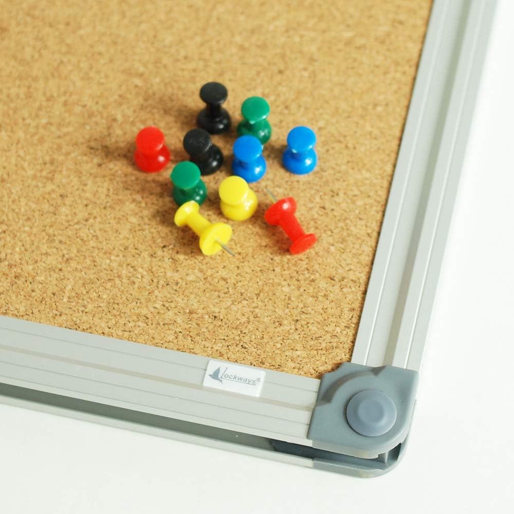 Lockways Cork Board Bulletin Board, 2 Pack Double Sided Corkboard 36" x 24", Wall-Mounted Silver Aluminum Message Presentation Notice Board 3 x 2 Feet