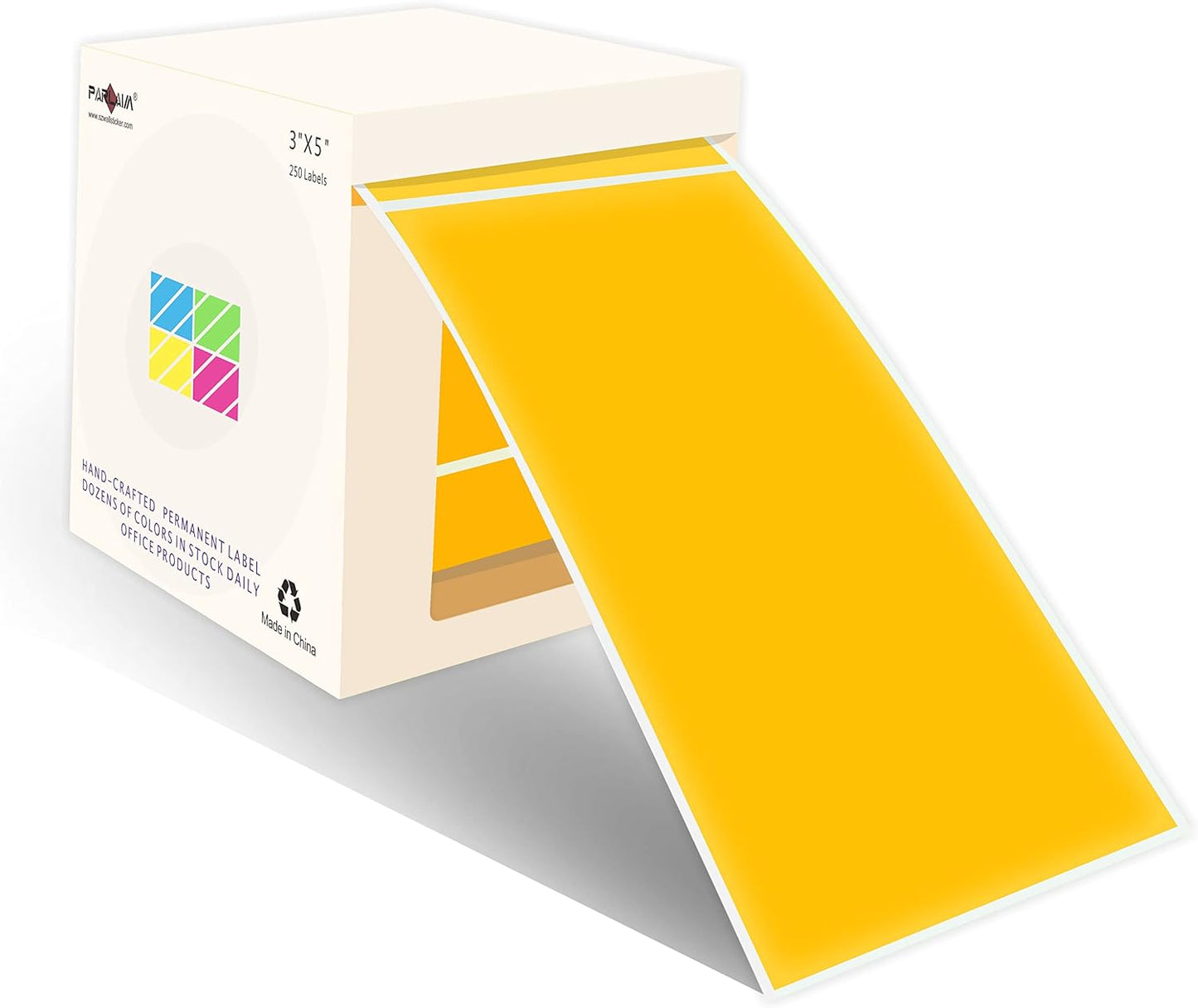 PARLAIM 3 X 5 Inch Rectangle Adhesive Color Coding Stickers,Square Inventory Stickers -250 Per Dispenser Box(Fluorescent Orange)