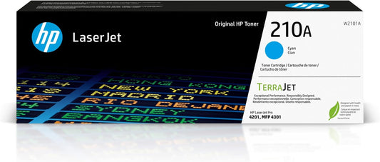 HP 210A Cyan Toner Cartridge | Works Color Laserjet Pro 4201, Color Laserjet Pro MFP 4301 Series | W2101A