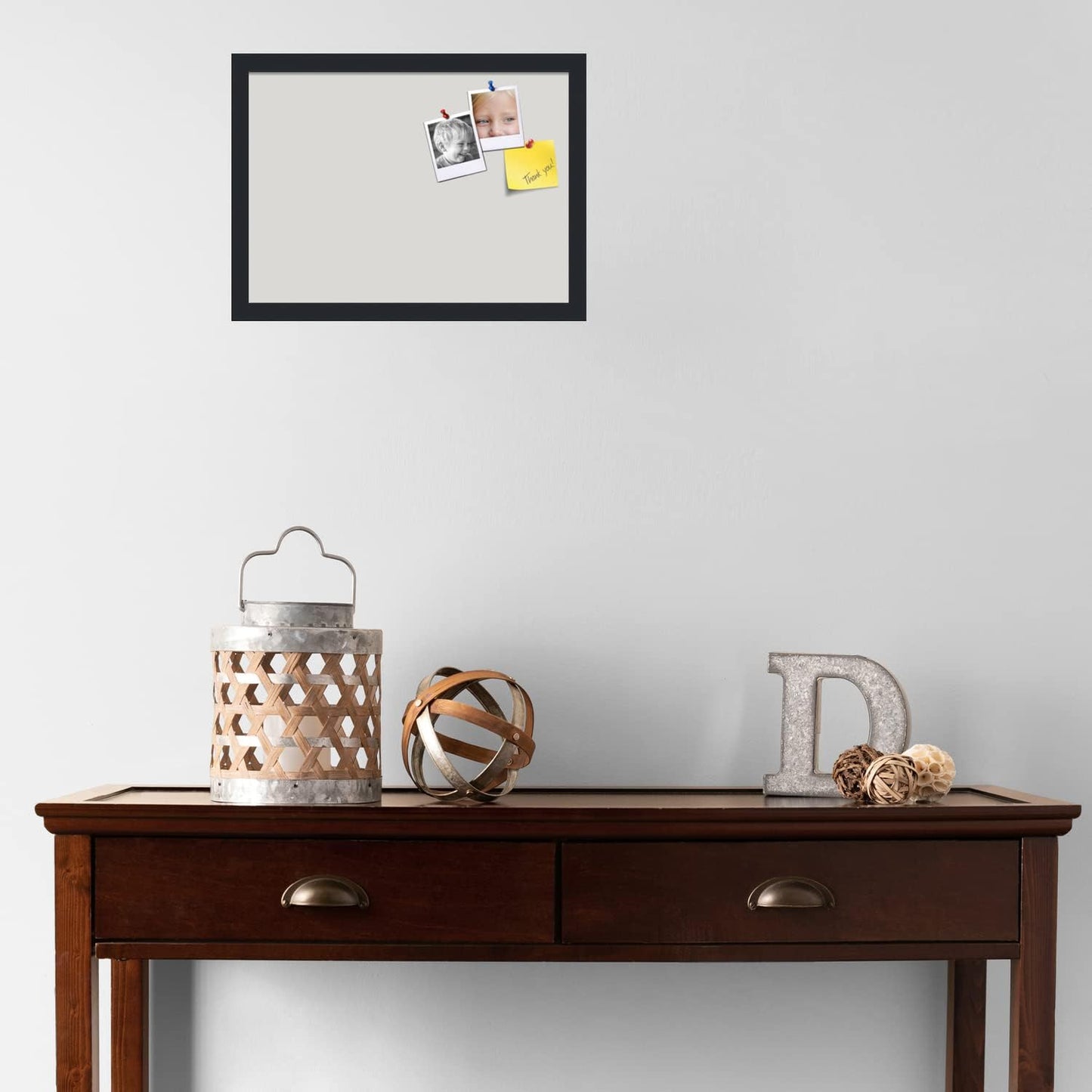 PinPix 18x13 Inch Cork Bulletin Board. This Decorative Framed Pin Board Comes with Light Stone Design and a Satin Black Frame. Ideal for Home Office Decor or Message Board (PinPix-1809)