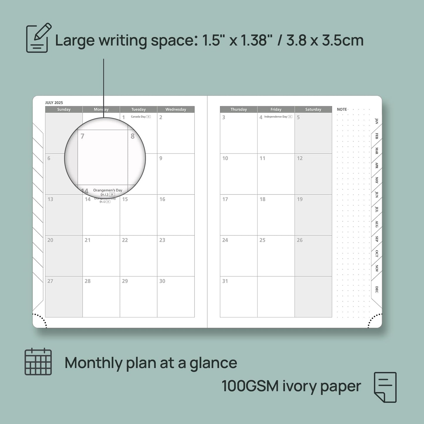 POPRUN Planner 2025-2026 (Medium - 6.5'' x 8.5'') Academic Weekly Calendar (July 2025 - June 2026) with Hourly Time Slots, Monthly Tabs, 100GSM Thick Papers, Leather Soft Cover - Grey