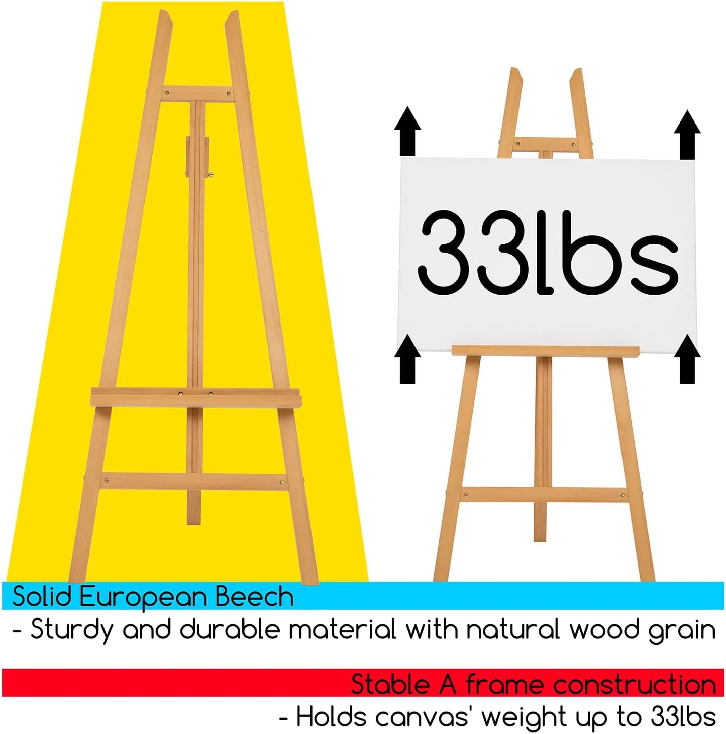 MEEDEN Art Easel Stand for Display - Adjustable Beech Wood Floor Easels for Painting, Holding Canvas up to 90", Ideal for Artist, Adults Painting Canvas, Drawing, Signs - Large