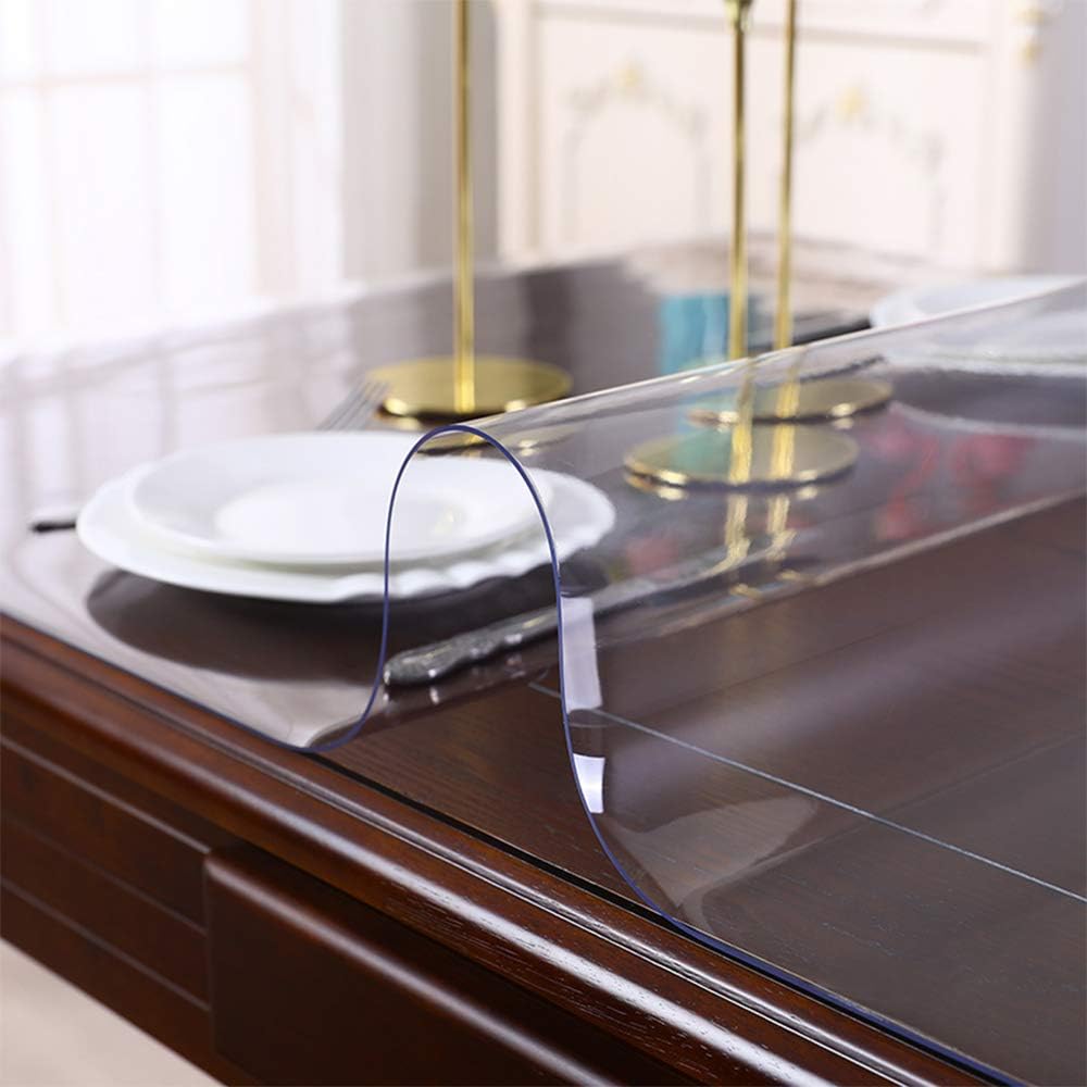 Clear Tabletop Protector Pad Mat Transparent Plastic PVC Tablecloth Cover Vinyl Furniture Protector for Dining Table Coffe Table Writing Desk Easy Clean and Water Oil Resistant 16x60 Inch 1.5 mmThick