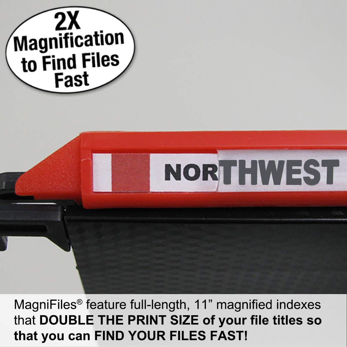 Ultimate Office MagniFile Hanging File Folders V Base Letter Size with 11 inch Magnified Indexes That Double The Size of Your File Titles to Find Files Fast. (Set of 10 Assorted)