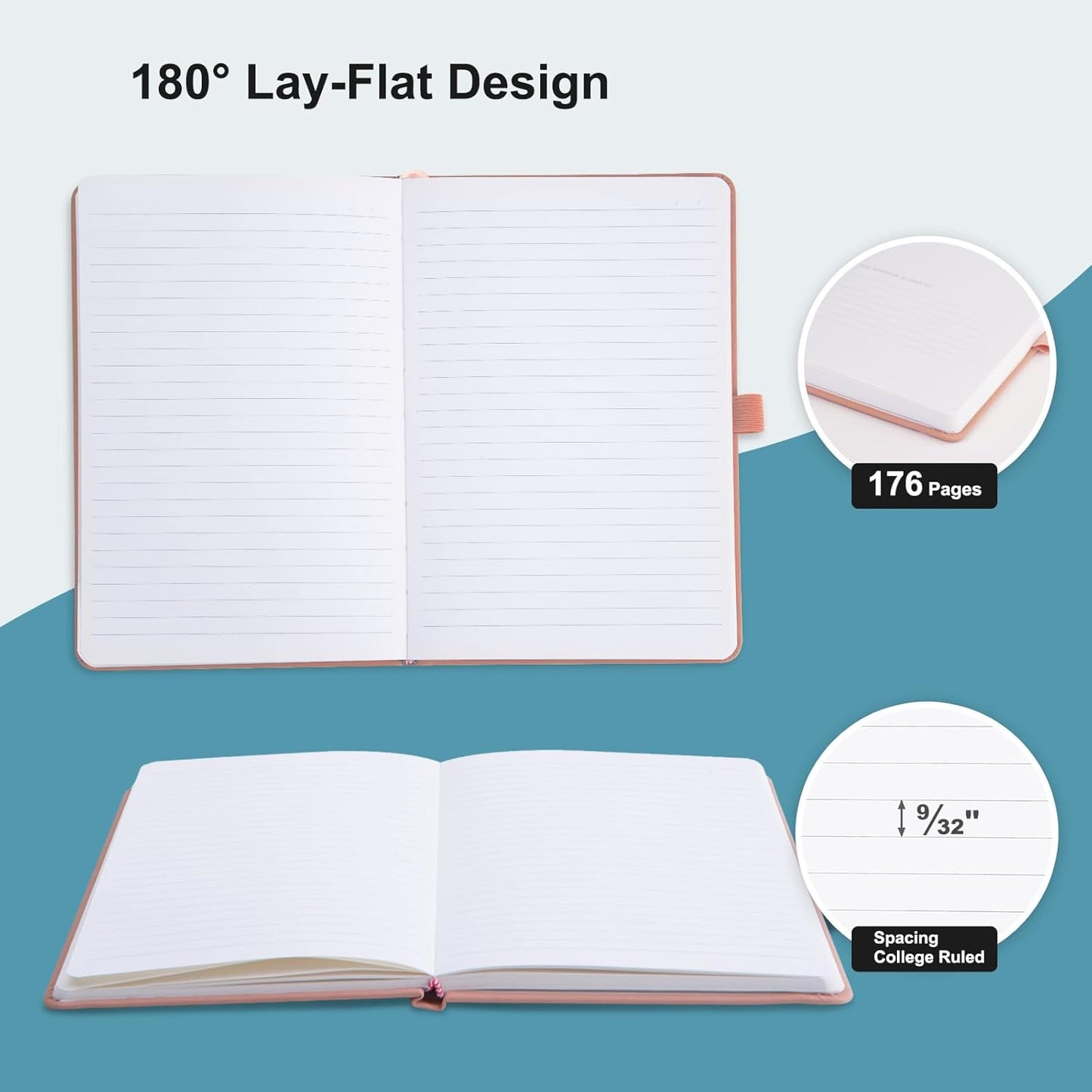 Comix 4 Pack Lined Journal Notebooks for Women, 176 Pages, 5.5 x 8.3, Hardcover, Morandi, 100gsm Paper, A5 Journaling Notebooks, Perfect for Work School Home