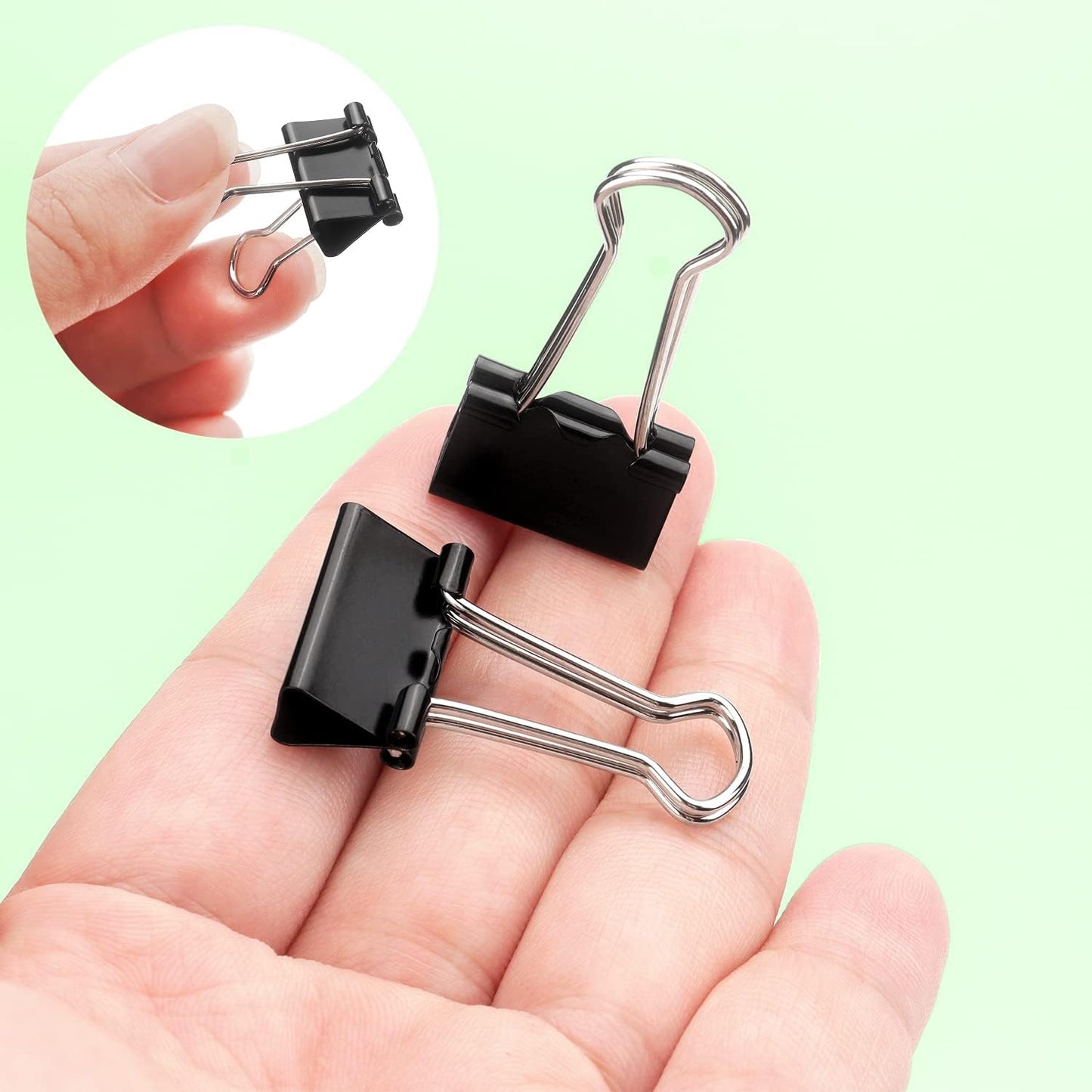 ZZTX Black Binder Clips Paper Clamps Clips Small Size, 0.75 Inches, 36 Pack