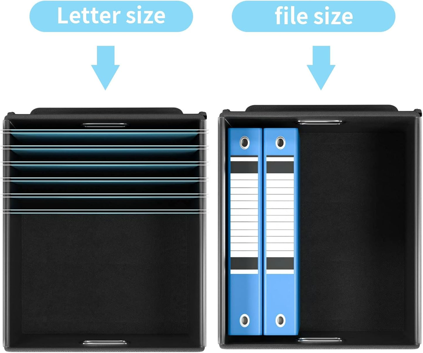 Huolewa Portable File Organizer Box Office Document Storage with Lid, Linen Hanging Filing Storage Boxes, Decorative Home/Office Filing System for File and Folders Storage (Sky-blue)