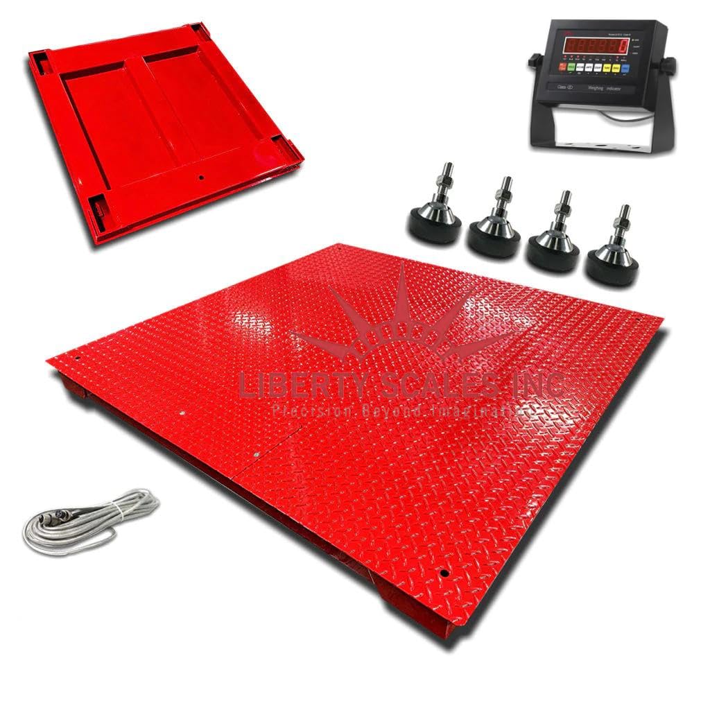 Liberty LS-800-4X5 NTEP Certified (Legal for Trade) Industrial Floor Scale | 48" x 60" | Capacity of 10,000 lbs x 2 lb + Red