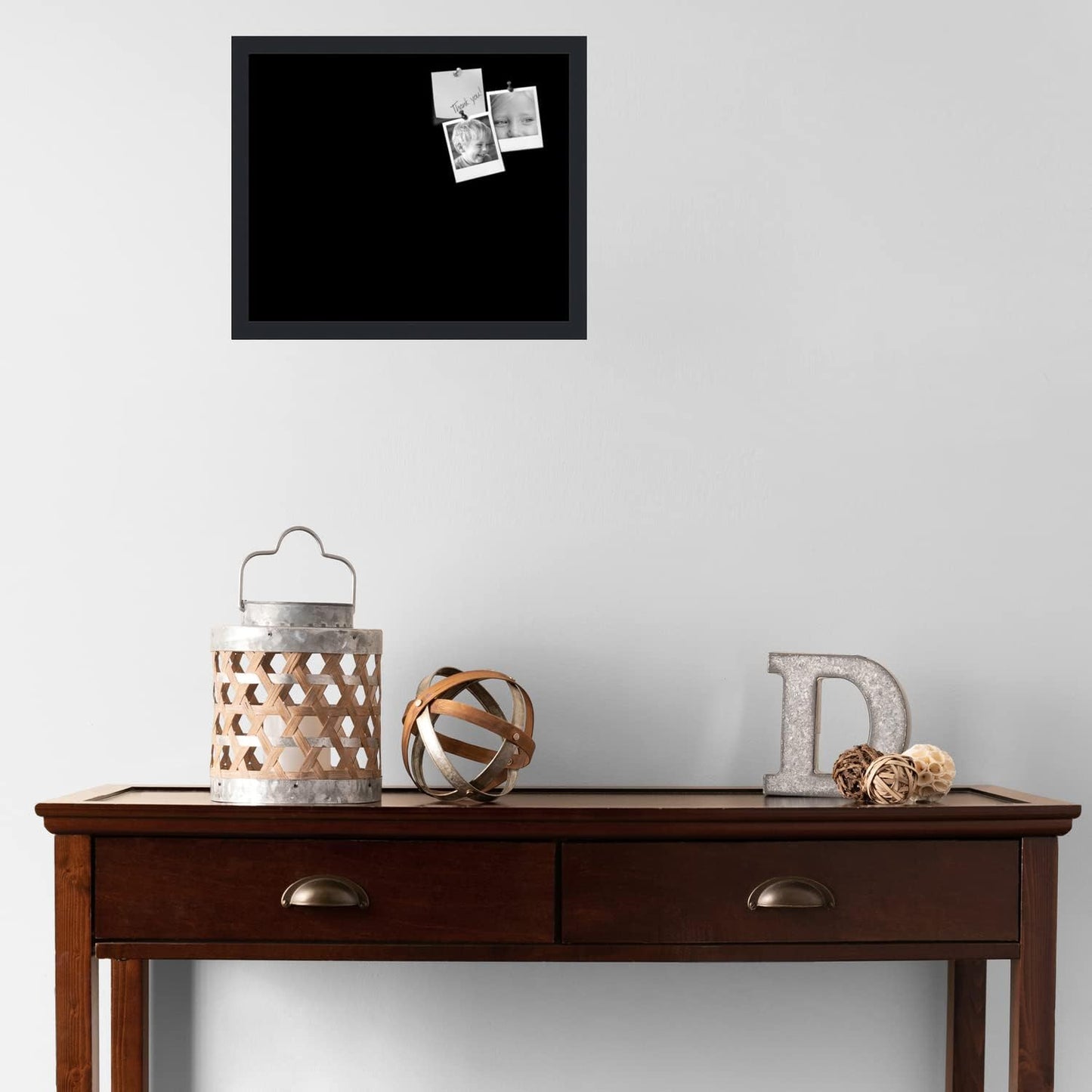 PinPix 18x15 Inch Cork Bulletin Board. This Decorative Framed Pin Board Comes with Solid Black Design and a Satin Black Frame. Ideal for Home Office Decor or Message Board (PinPix-622)
