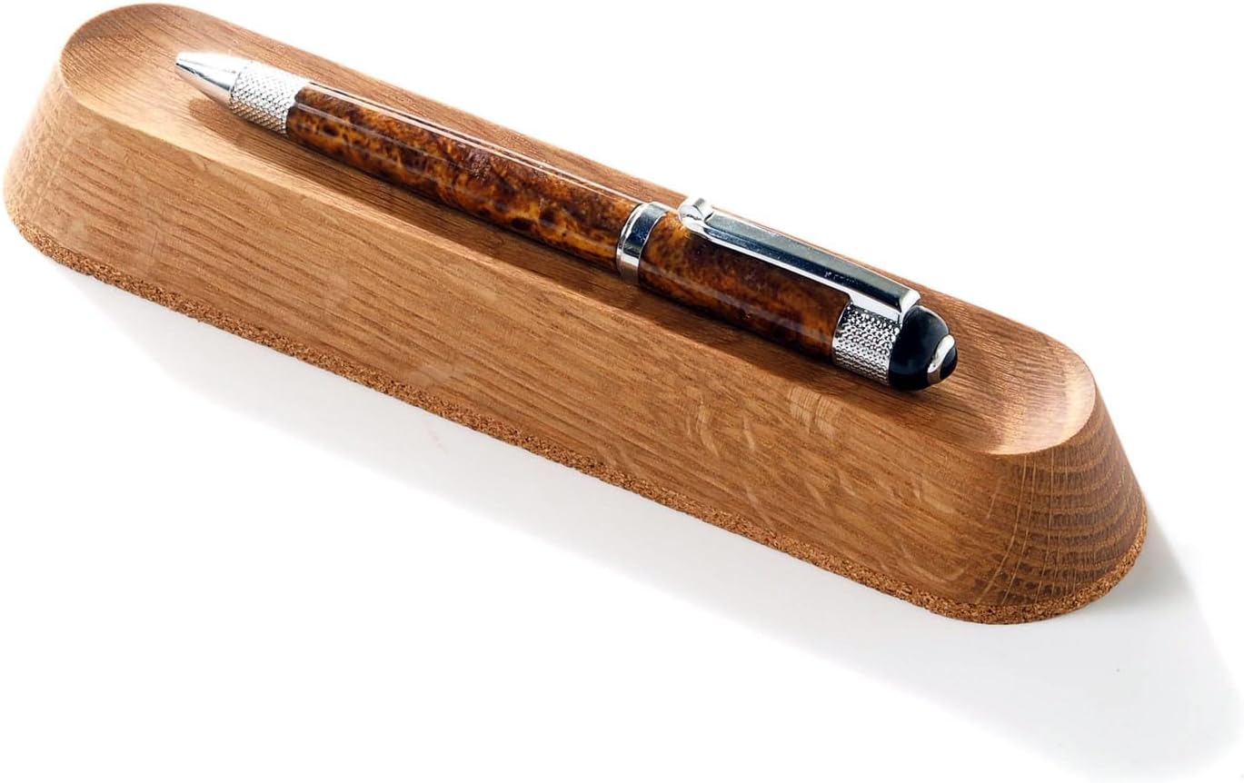 Wood Pen Tray – Handmade Walnut Desk Organizer, Minimalist Pen Holder for Office, Home, Gift(MODEL-2-OAK)